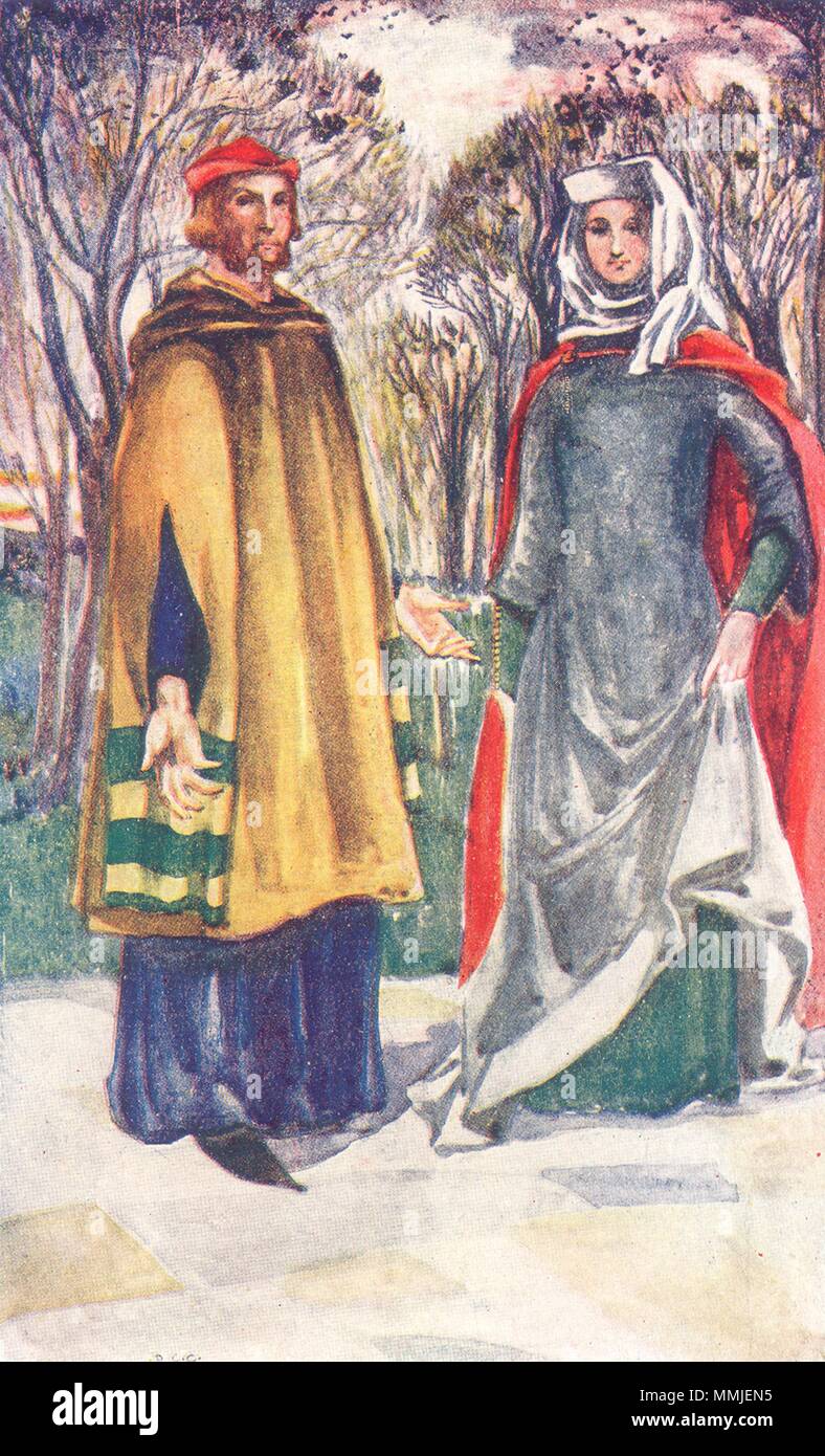 Kleid. Mann Frau König Edward 1272-1307 1926 alte vintage Bild drucken Stockfoto