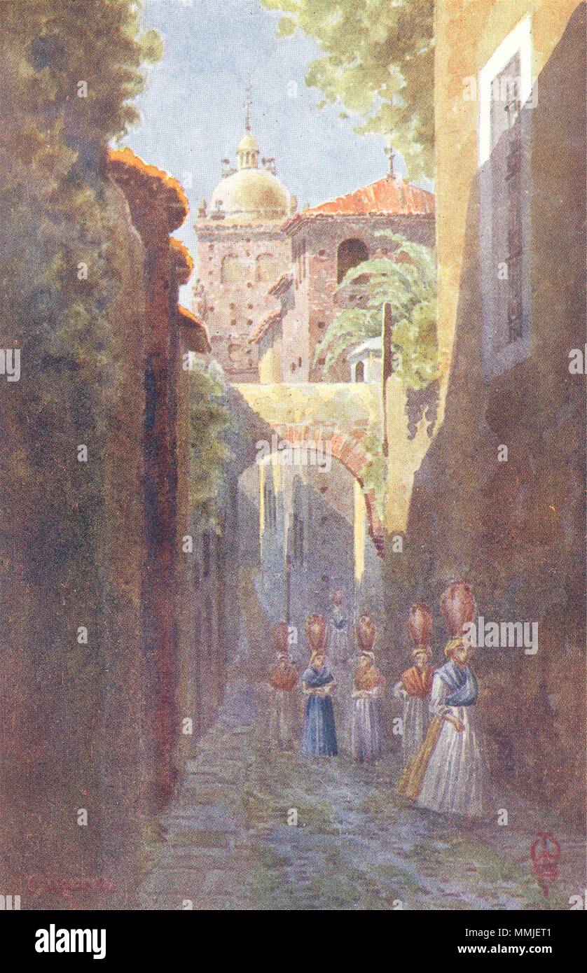 Spanien. Caceres. Innerhalb der Stadtmauern 1906 alte antike vintage Bild drucken Stockfoto