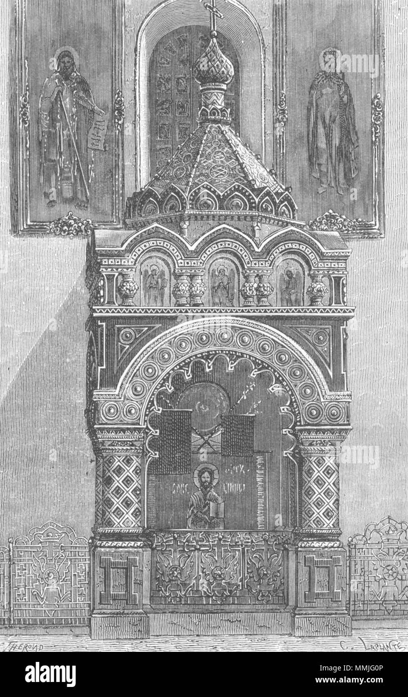 - NIJNI NOVGOROD. Grab Minin, Kirche Verklärung c 1885 alten, antiken Drucken Stockfoto