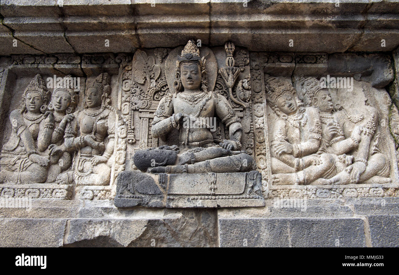 Panel Davata Shiva Tempel Prambaban Komplexe Java Indonesien Stockfoto