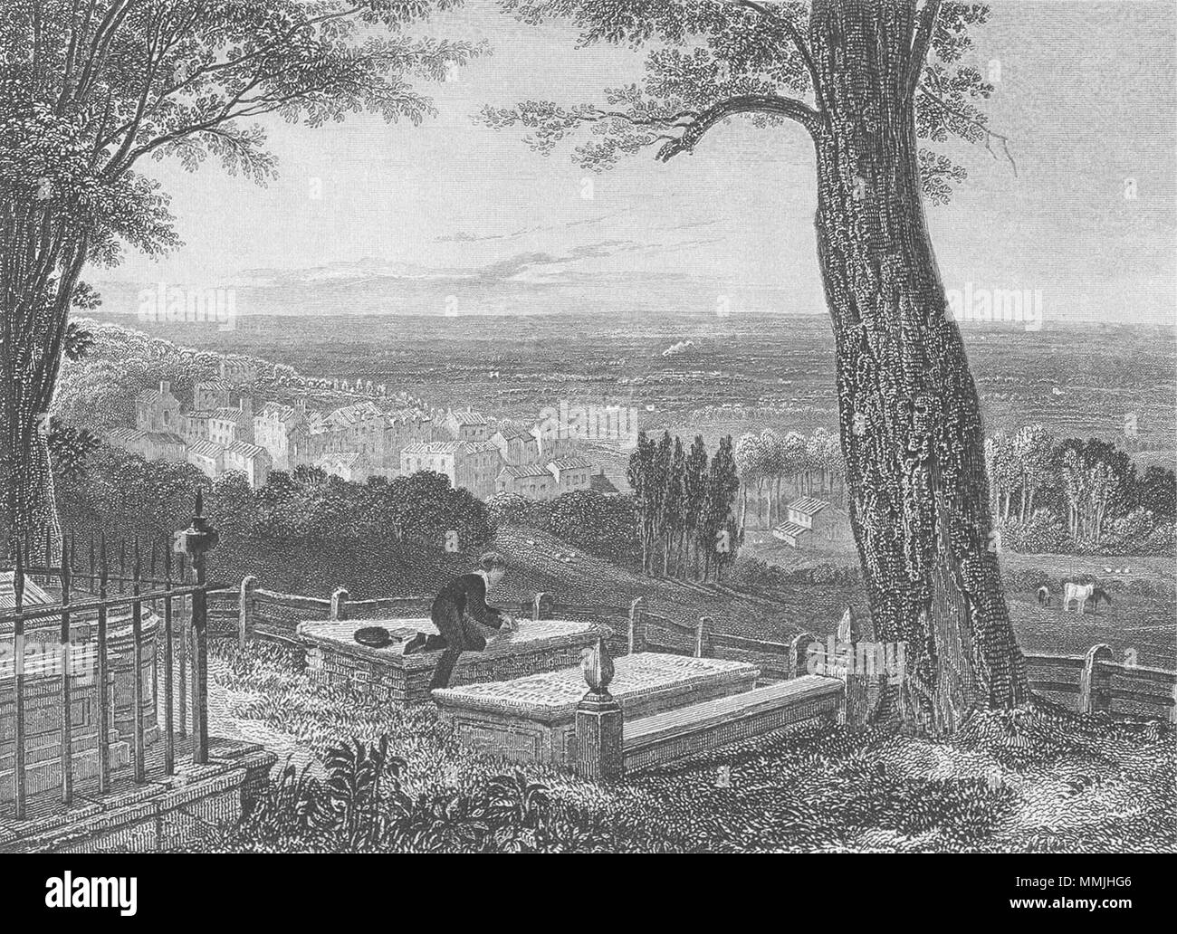 LONDON. Harrow. Mddx. Fullarton-Finden 1850 alte antike vintage Bild drucken Stockfoto