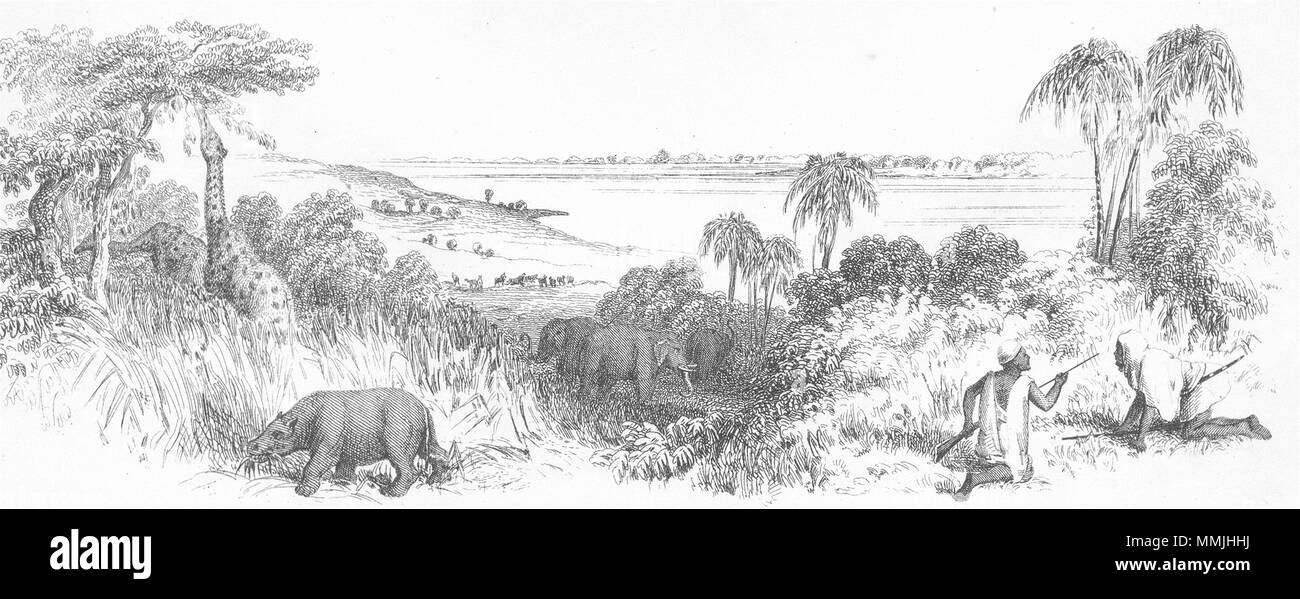 Afrika. Landschaft & North & Central. See Tschad c 1849 alte antike Bild drucken Stockfoto