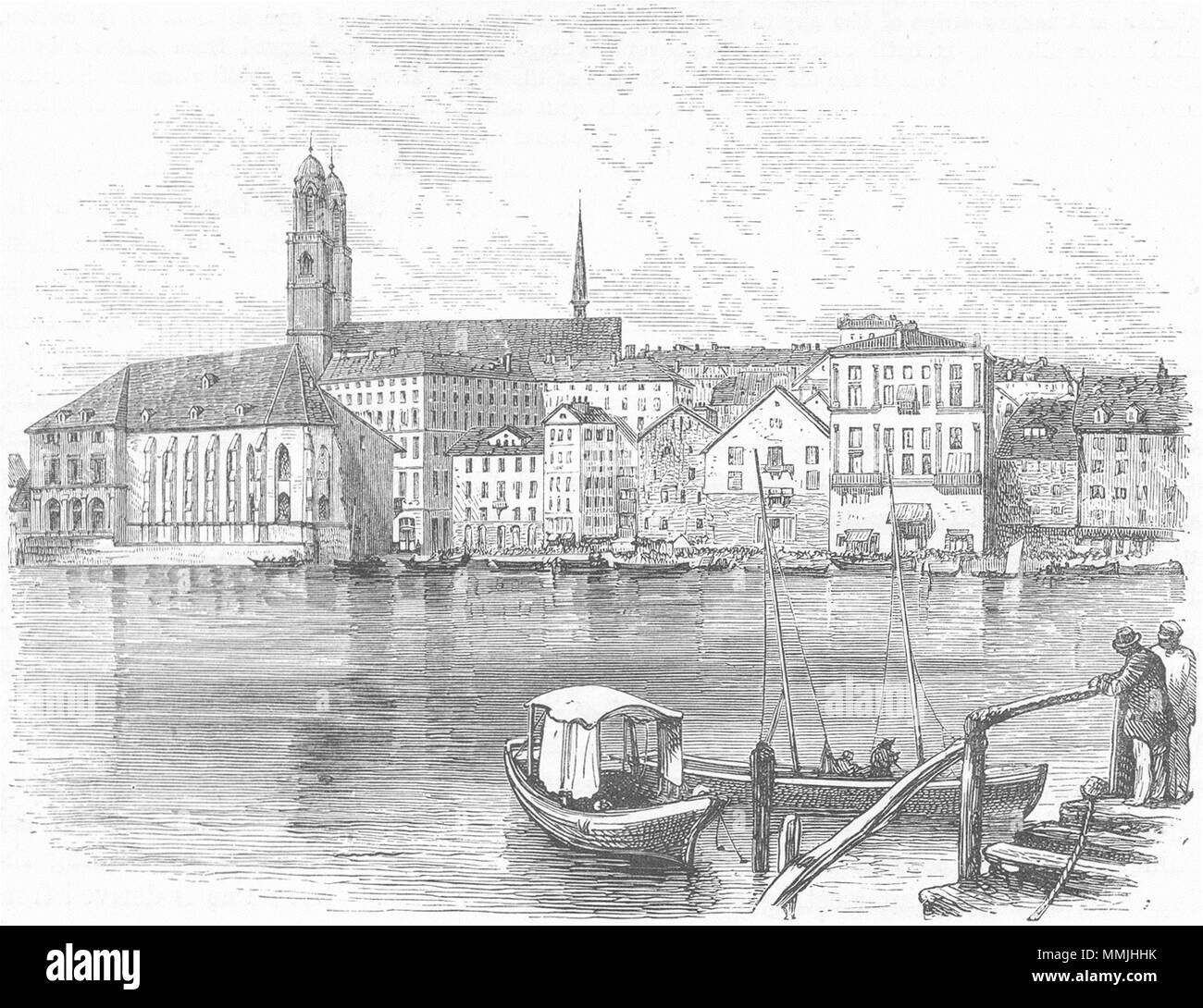 Zürich 1860 alte antike vintage Bild drucken Stockfoto