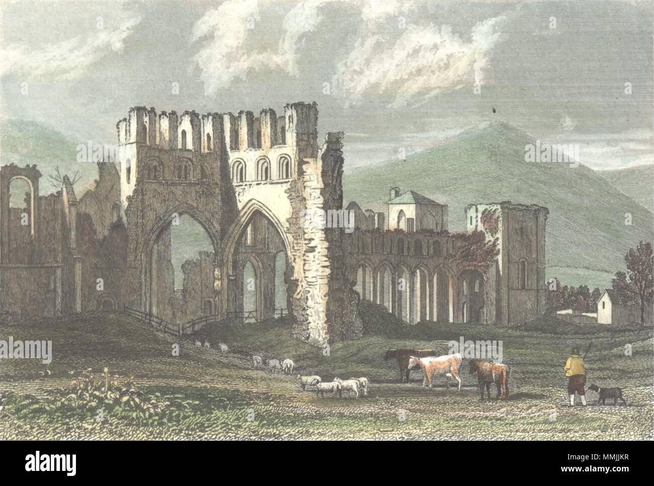 LLANTHONY. Abtei, Monmouthshire. Monmouth DUGDALE 1835 alten, antiken Drucken Stockfoto