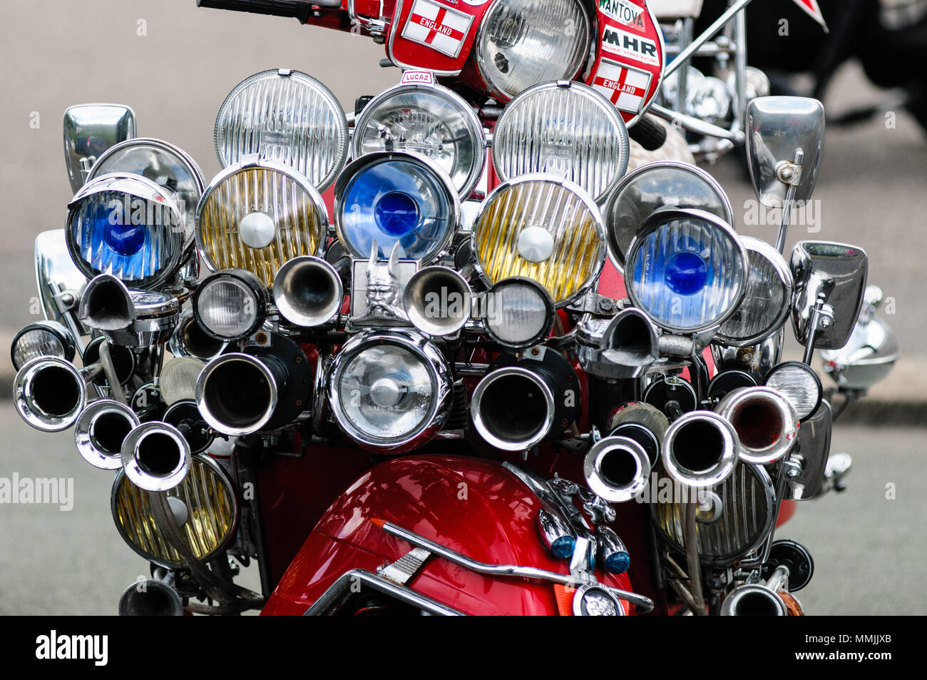 Southend, England - 17. April 2017: Hoch modded Motorroller auf der jährlichen shakedown Ereignis, Southend, England. Stockfoto