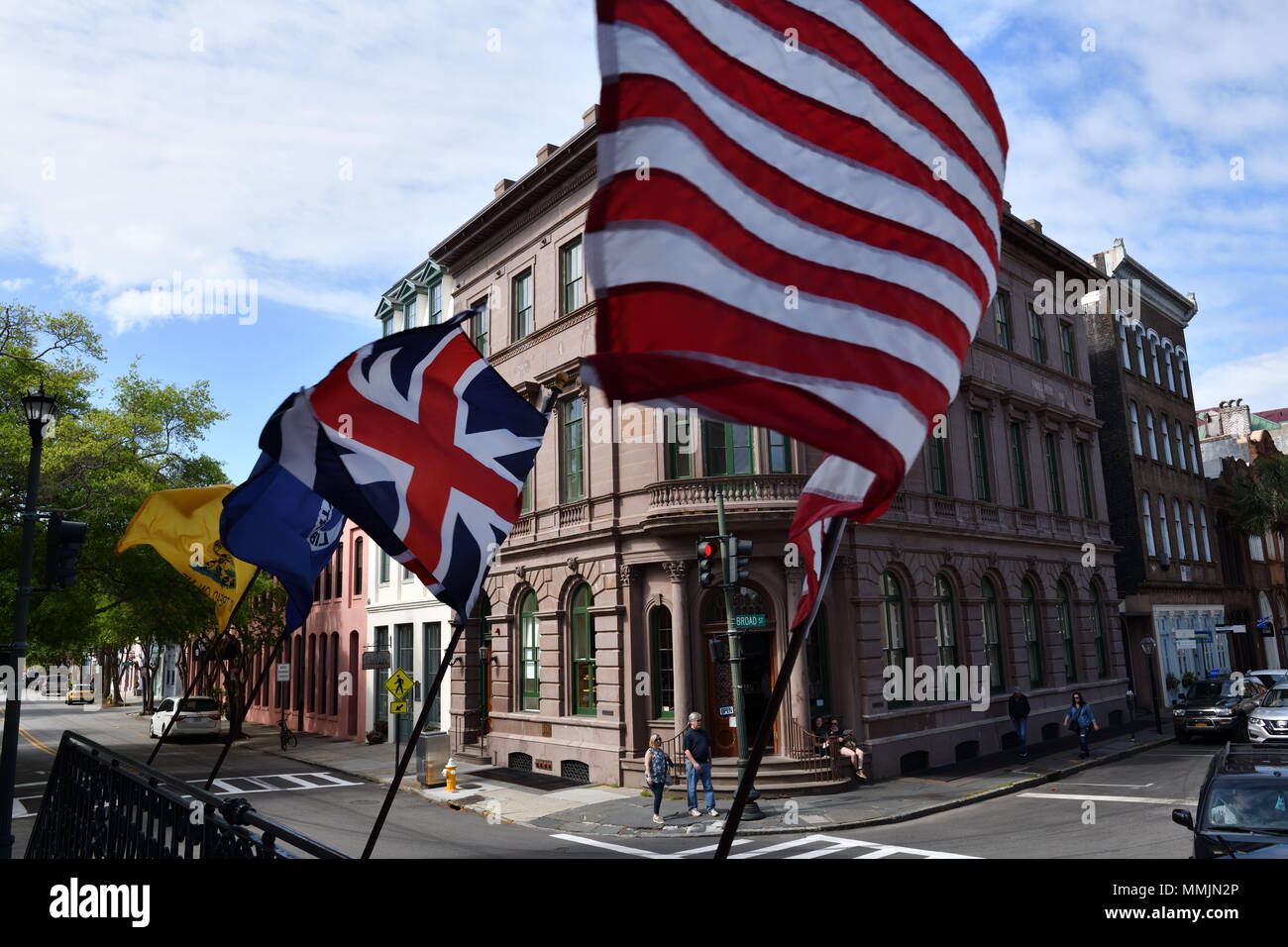 British American Flags der Kolonialzeit Stockfoto