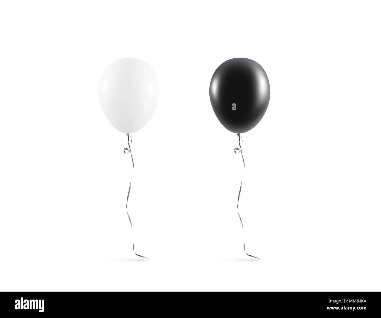 Leere schwarze und weiße Ballon mock up isoliert. Klar Weiß balloon art design mockup. Sauber rein baloon Vorlage. Logo, Textur, Muster Präsentation auf normales aerostat Design Element. Stockfoto