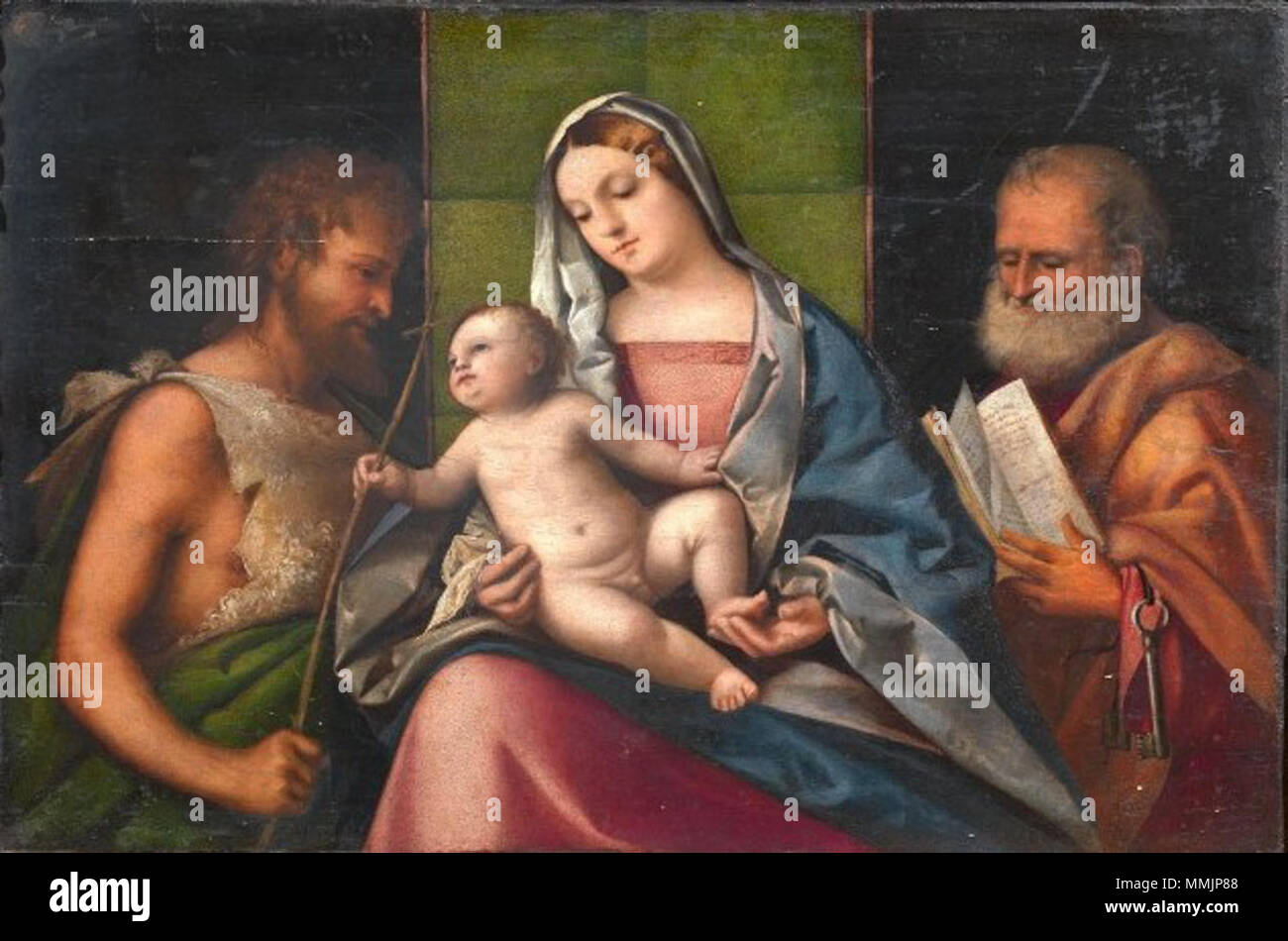 375909 004 Domenico Mancini Virgen con Niño, San Juan Bautista y San Pedro Stockfoto