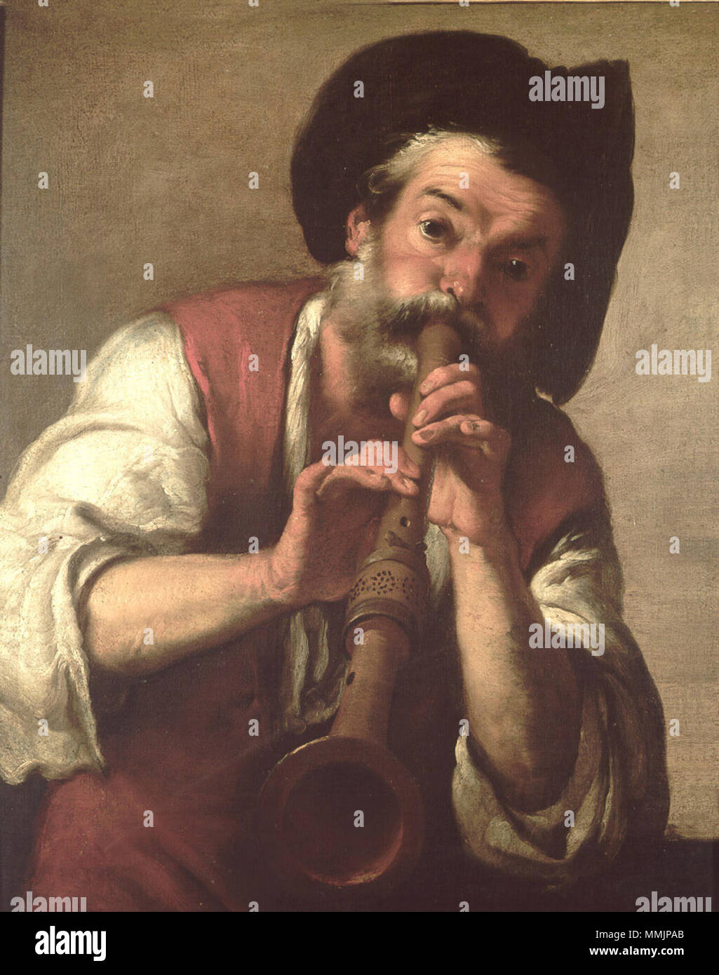 Der Flötenspieler. zwischen 1624 und 1625. Bernardo Strozzi - Der Flötenspieler Stockfoto