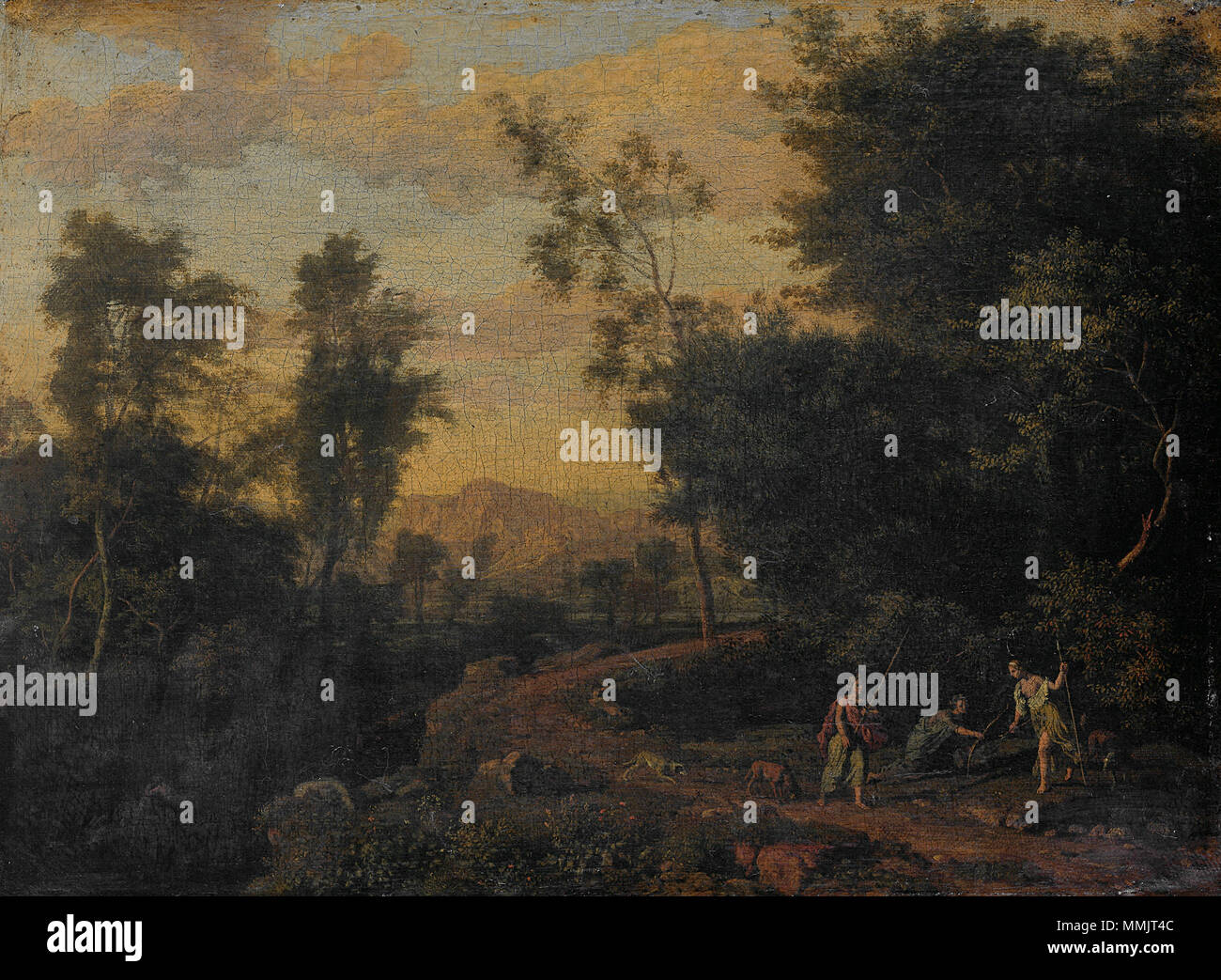 . Landschaft mit der Göttin Diana Jagd mit zwei Nymphen und Jagdhunde. Anhänger der Datei:Landschap met Apollo en Kalliope Rijksmuseum SK-A-1839.jpeg. Landschaft mit Diana Jagd. Zwischen 1670 und 1723. Landschap met Diana op Jacht Rijksmuseum SK-A-1838 Stockfoto