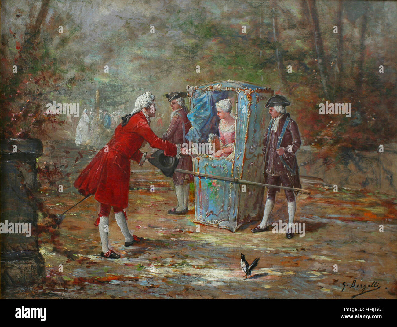 Ein Rokoko Szene. Ende des 19. Jahrhunderts. G. Borgelli Stockfoto