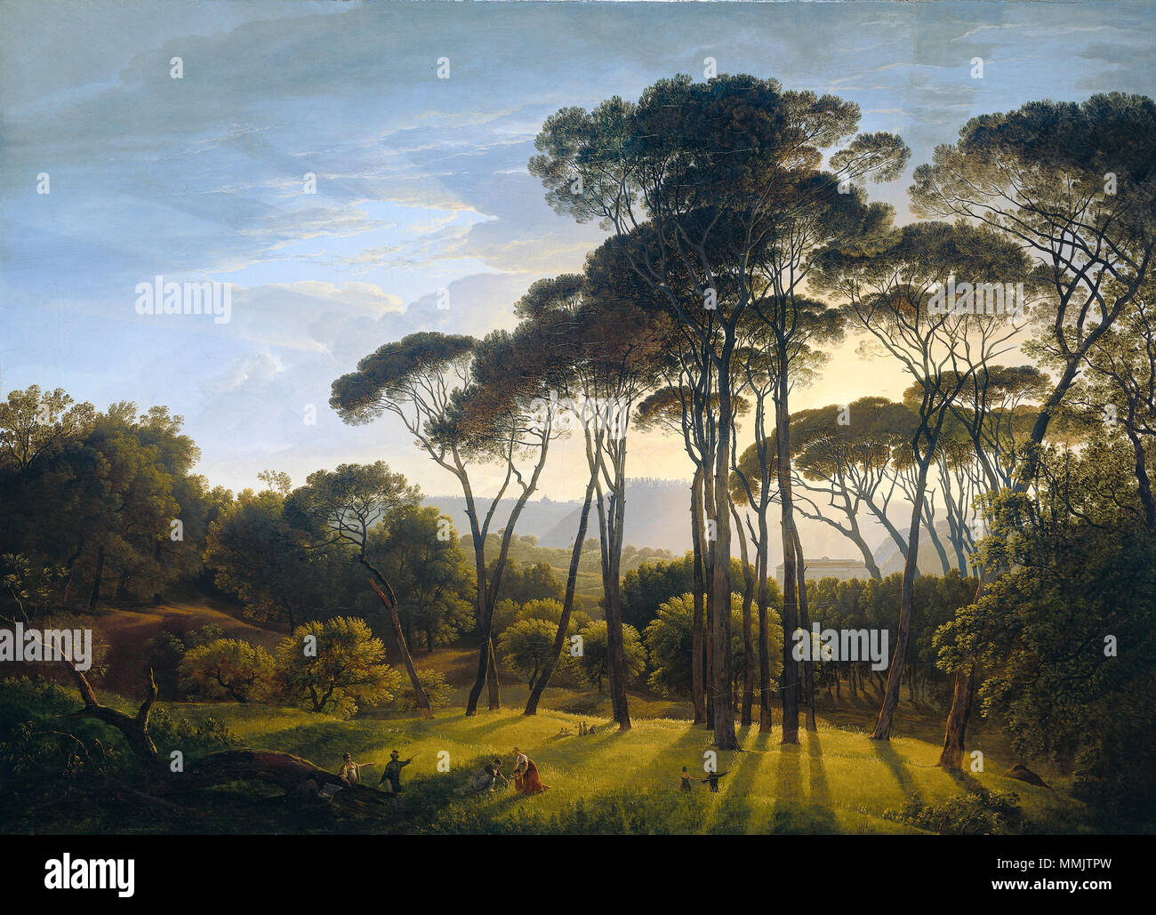 Italienische Landschaft mit Pinien. 1807. Hendrik Voogd - Italiaans landschap met parasoldennen Stockfoto