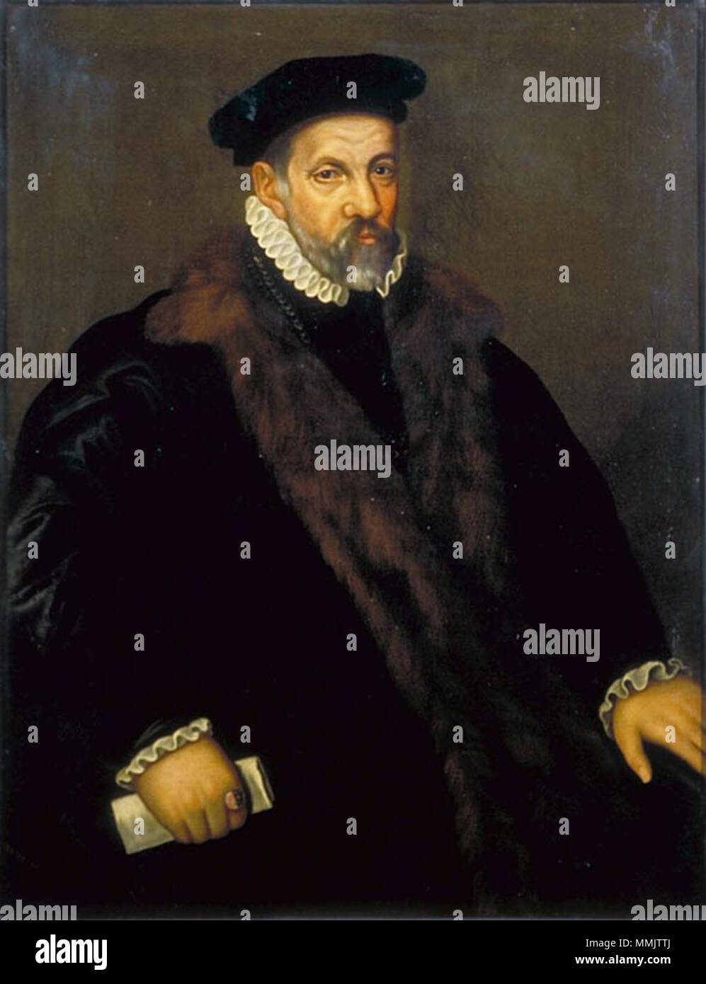 . Kopie des 16. Jahrhunderts Portrait von einem Unbekannten flämischen Künstler Portrait von Thomas Wilson, britischer Staatssekretär, Diplomat, Humanist und Gesandten in Portugal 1567-8 (1525-1581). 17. Jahrhundert. AmbassadorThomasWilson Stockfoto