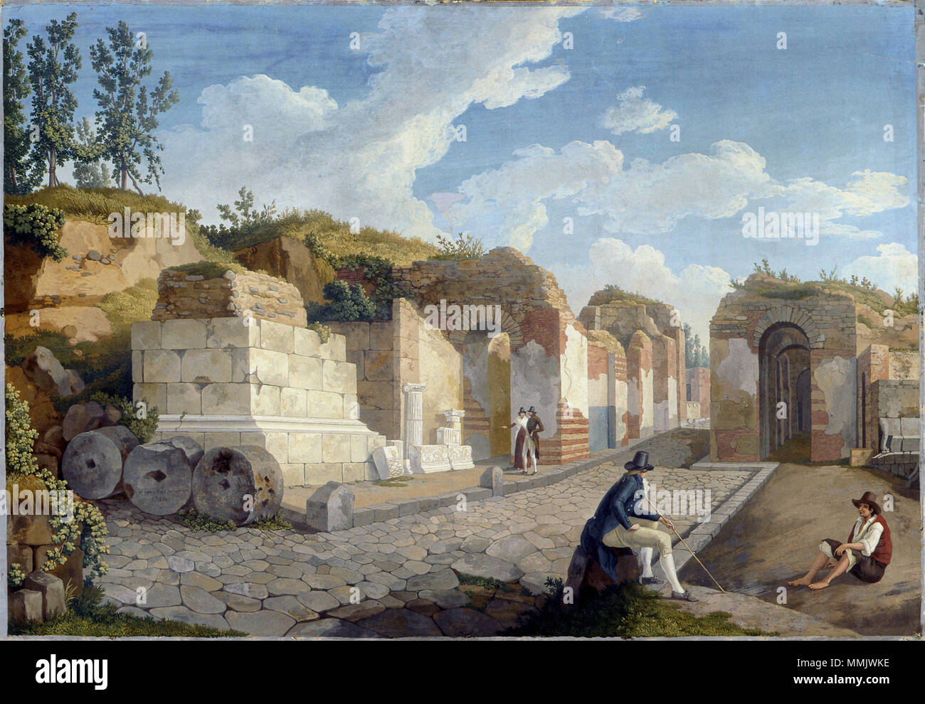 . English: Jakob Philipp Hackert, das Herkulaner Tor in Pompeji, 1794, Gouache, 580 x 850 mm, Museum der bildenden Künste Leipzig. Englisch: Jakob Philipp Hackert, der herculaneum Tor in Pompeji (1794), Gouache, 580 x 850 mm, Museum der Bildenden Künste, Leipzig. . 1794. Hackert, das Herkulaner Tor in Pompeji, 1794 Stockfoto