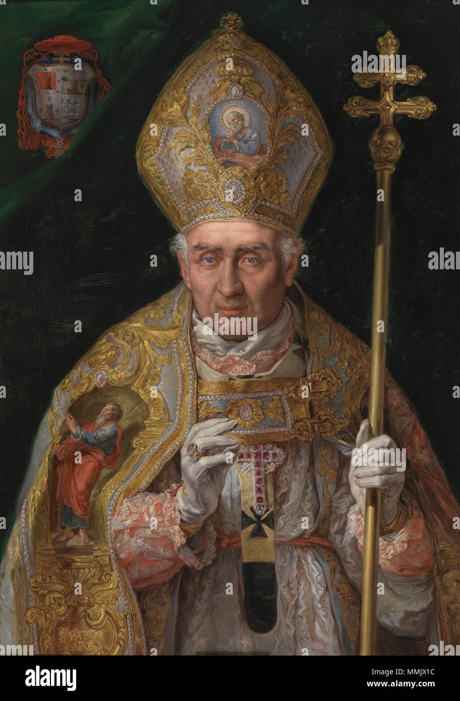 . Español: Retrato del Inguanzo eclesiástico español Pedro Rivero (1764-1836), Que llegó a ser Cardenal de la Iglesia Católica, Obispo de Zamora y Frontera de Toledo. Esta obra es una Copia del retrato La Frontera ejecutado por Vicente López Portaña conservado y en la Sala Capitular de la Catedral de Toledo. El Kardinal Pedro Inguanzo Rivero. ca. 1877. El Cardenal Pedro Inguanzo Rivero (Museo del Prado) Stockfoto