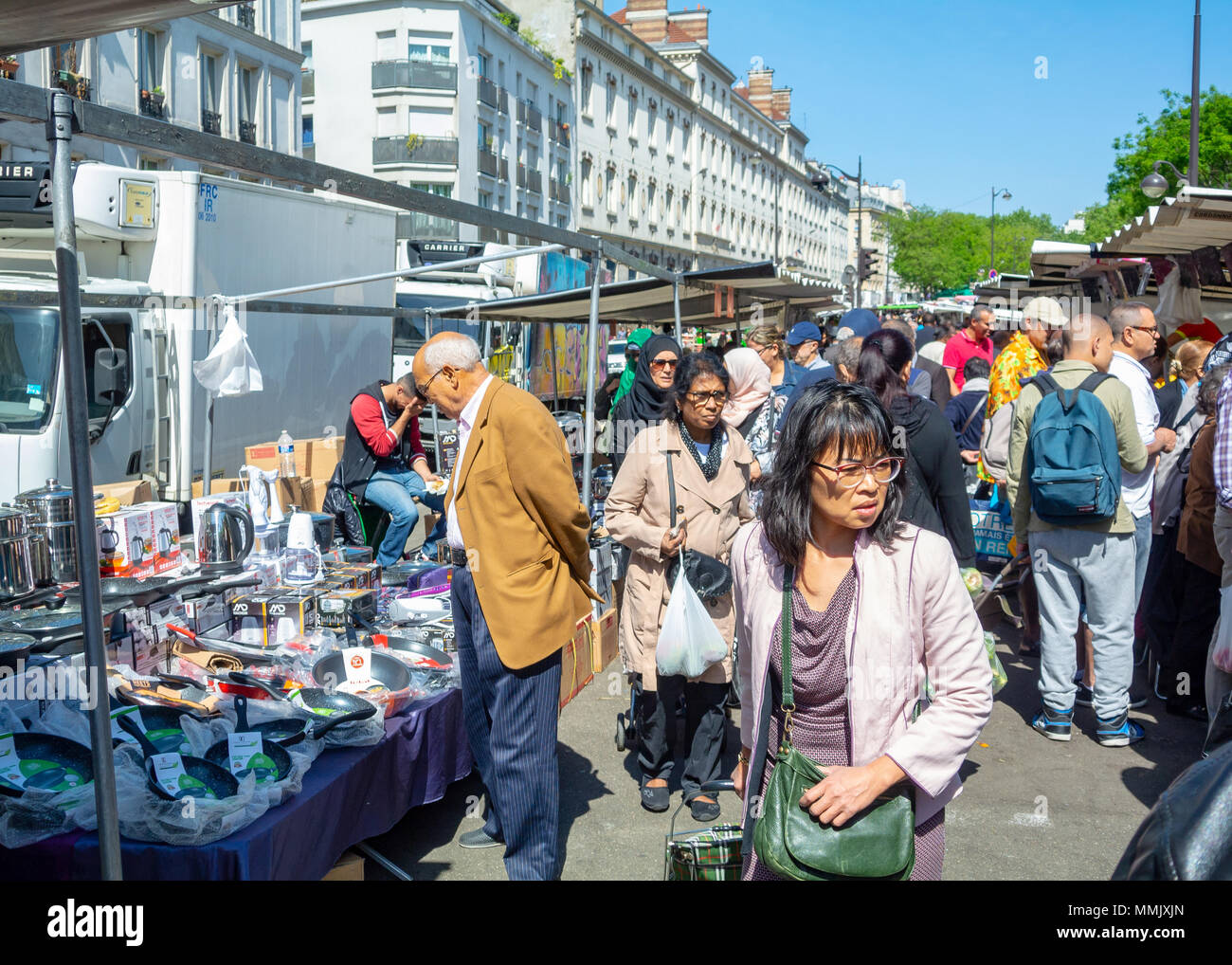 Belleville Markt, Paris, Frankreich Stockfoto