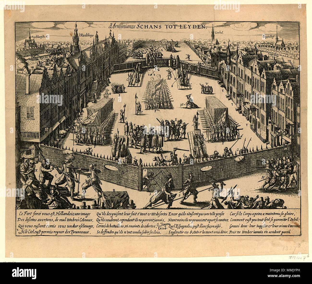 . Nederlands: De Arminiaanse schans opgesteld in de Breestraat te Leiden, 1617-1618, Het Publiek wordt door Soldaten weggejaagd. Prent van de Hand van Jan Luyken uit 1696-1700. . 3 Juni 2010, 11:02:01. Jan Luyken (1649 - 1712) Beschreibung der Niederländischen Stecher, Dichter, Maler und Schriftsteller Geburtsdatum / Tod 16. April 1649 5. April 1712 Ort der Geburt / Todes Amsterdam Amsterdam arbeiten Zeitraum von ca. 1666 bis 1712 Standort Amsterdam Authority control: Q 87466 VIAF: 9885051 ISNI: 0000 0001 2276 2741 ULAN: 500000444 80063147 LCCN: n NLA: 35315708 WorldCat Arminiaanse schans Stockfoto
