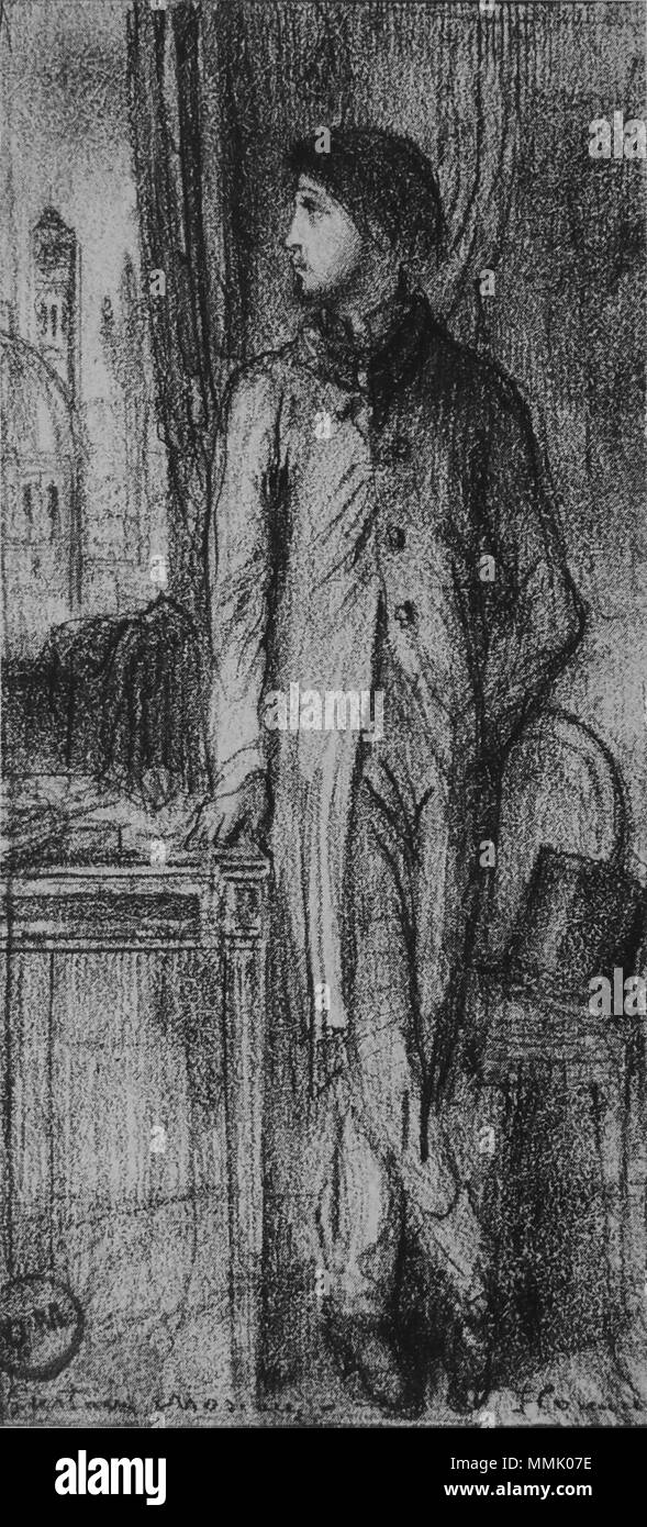 Français: Portrait de Pied de Degas à-Florenz. 1858. Gustave Moreau - Porträt de Degas Stockfoto