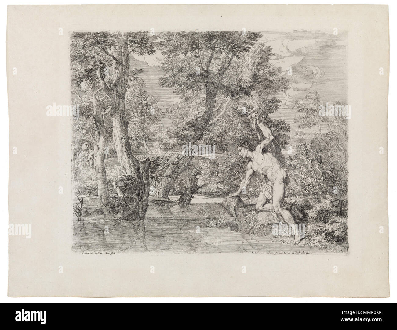 2010 71 Deutsch: Landschaft mit Narziss und Echo. 1660s. Franciscus de Neve (II) - Landschaft mit Narziss und Echo Stockfoto