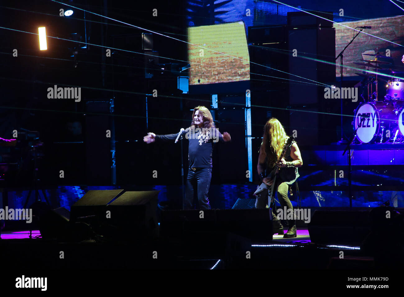 Buenos Aires, Argentinien. 12. Mai 2018. Ozzy Osbourne auf der Bühne während der Show von "Nicht mehr Touren 2 "diese Freitag Nacht auf Obras Sanitarias de Buenos Aires, Argentinien. (Foto: Néstor J. Beremblum/Alamy News) Credit: Néstor J. Beremblum/Alamy leben Nachrichten Stockfoto