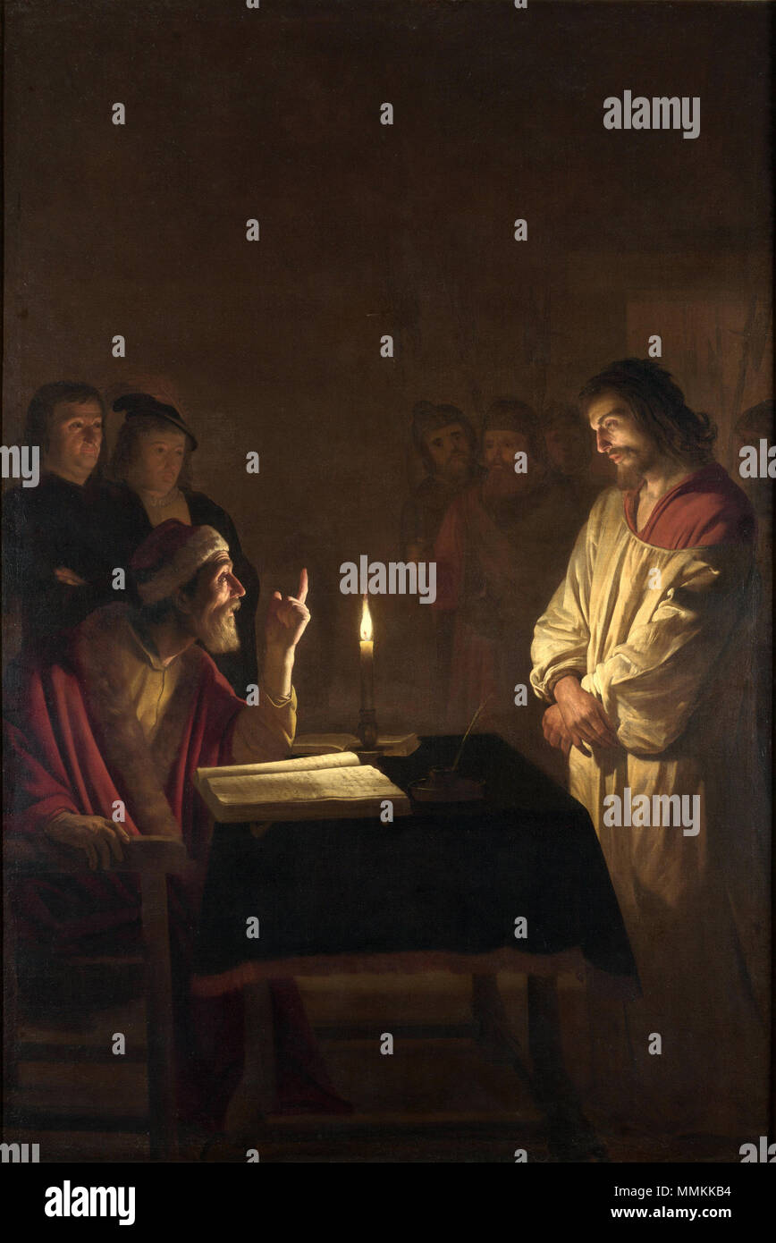 Christus vor dem Hohepriester. ca. 1617. Gerard van Honthorst - Christus vor der Hohepriester - WGA 11650 Stockfoto Christus vor dem Hohepriester. ca. 1617. Gerard van Honthorst - Christus vor der Hohepriester - WGA 11650 Stockfoto