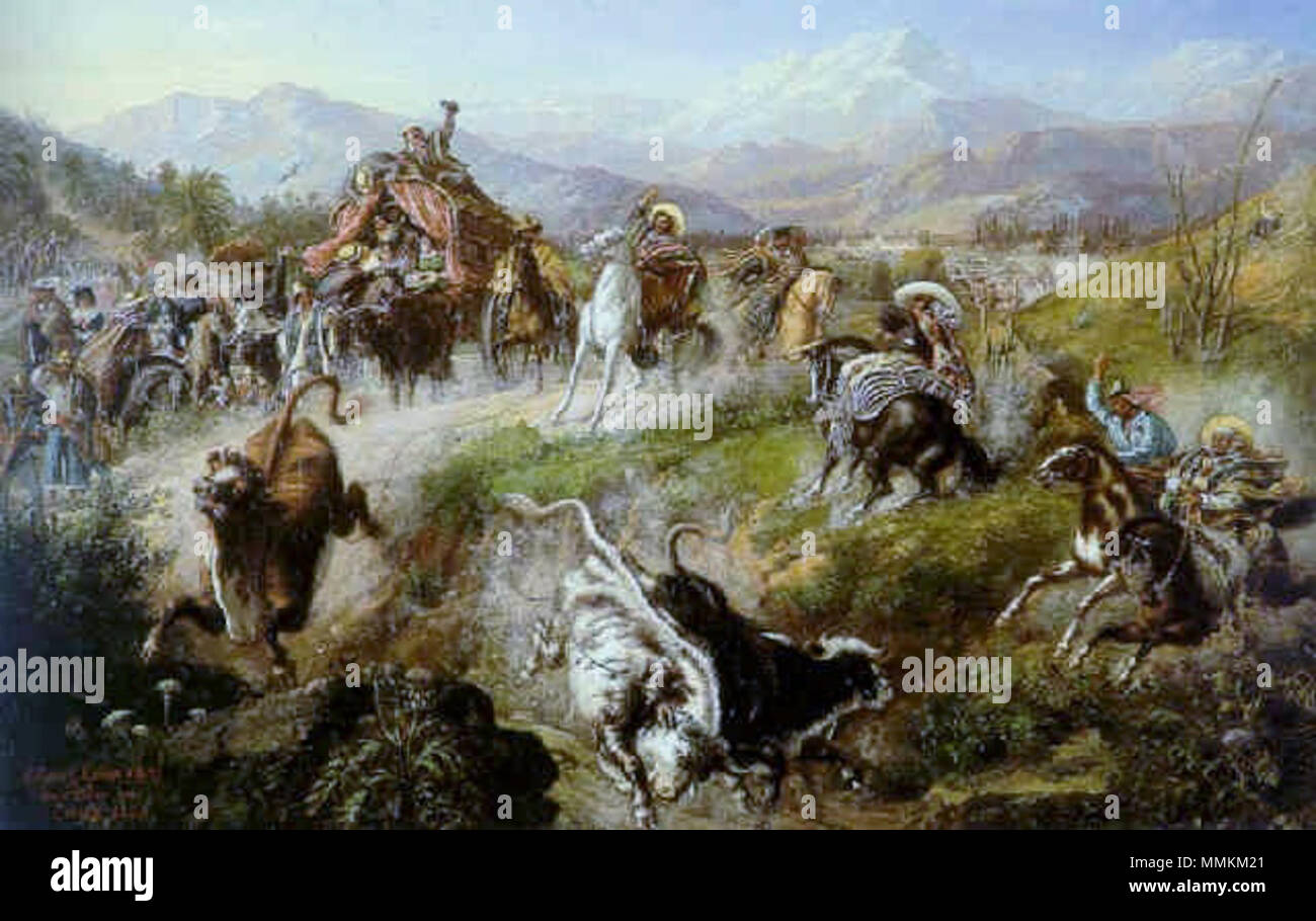 Un-Rodeo en Chile. 1862. Charton, Ernest-Un-Rodeo en Chile-1862 Ost 69,8 x 111,4 Stockfoto