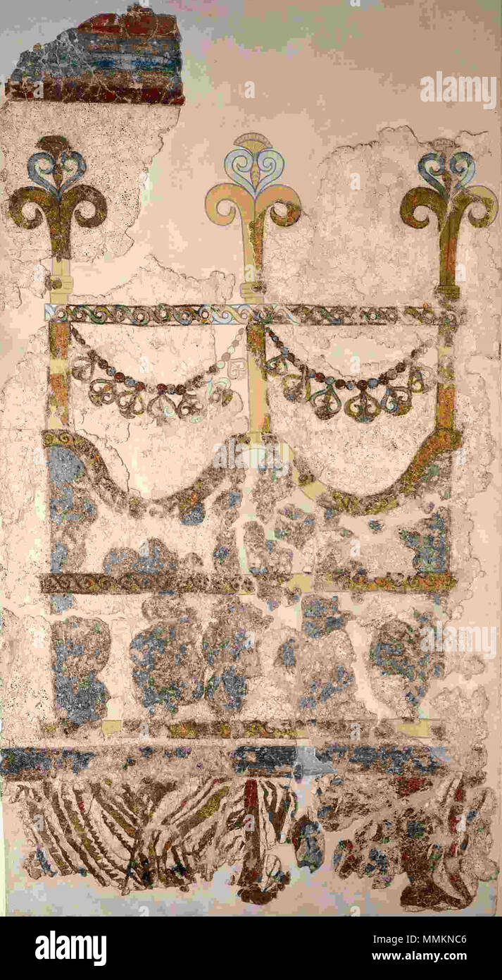 Akrotiri Westhaus Fresko Kapitänskajüte 02. Stockfoto