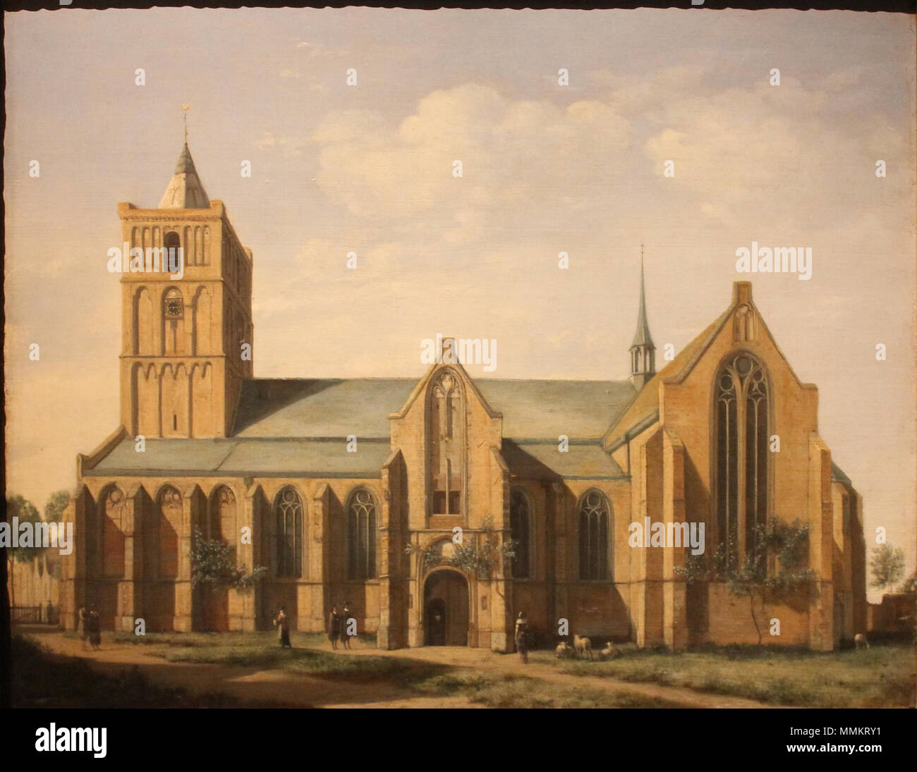Polski: Ko?ció? W Noordwijk. Deutsch: Die Kirche von Noordwijk. Svenska Kyrkan i: Noordwijk. 17. Jahrhundert. Gerrit Berckheyde die Kirche von Noordwijk Stockfoto