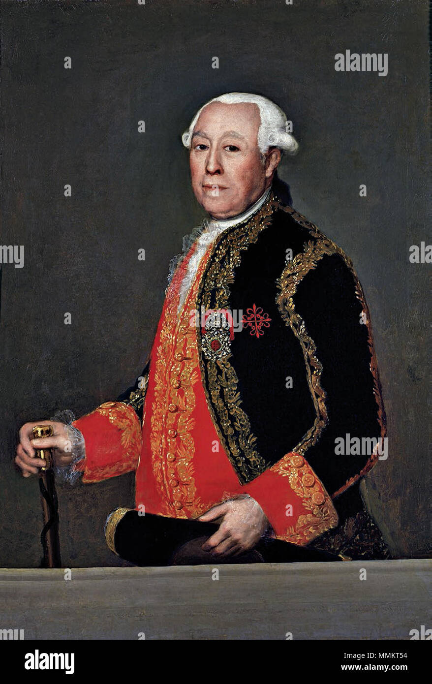 . Español: aristócrata Retrato del español Miguel Fernández Durán, que fue Direktor del Banco de San Carlos, mayordomo De Semana del Rey y Caballero de la Orden de Calatrava. Miguel Fernández Durán. zwischen ca. 1786 und ca. 1787. Miguel Fernandez Duran, Ivana de Tolosa von Goya Stockfoto