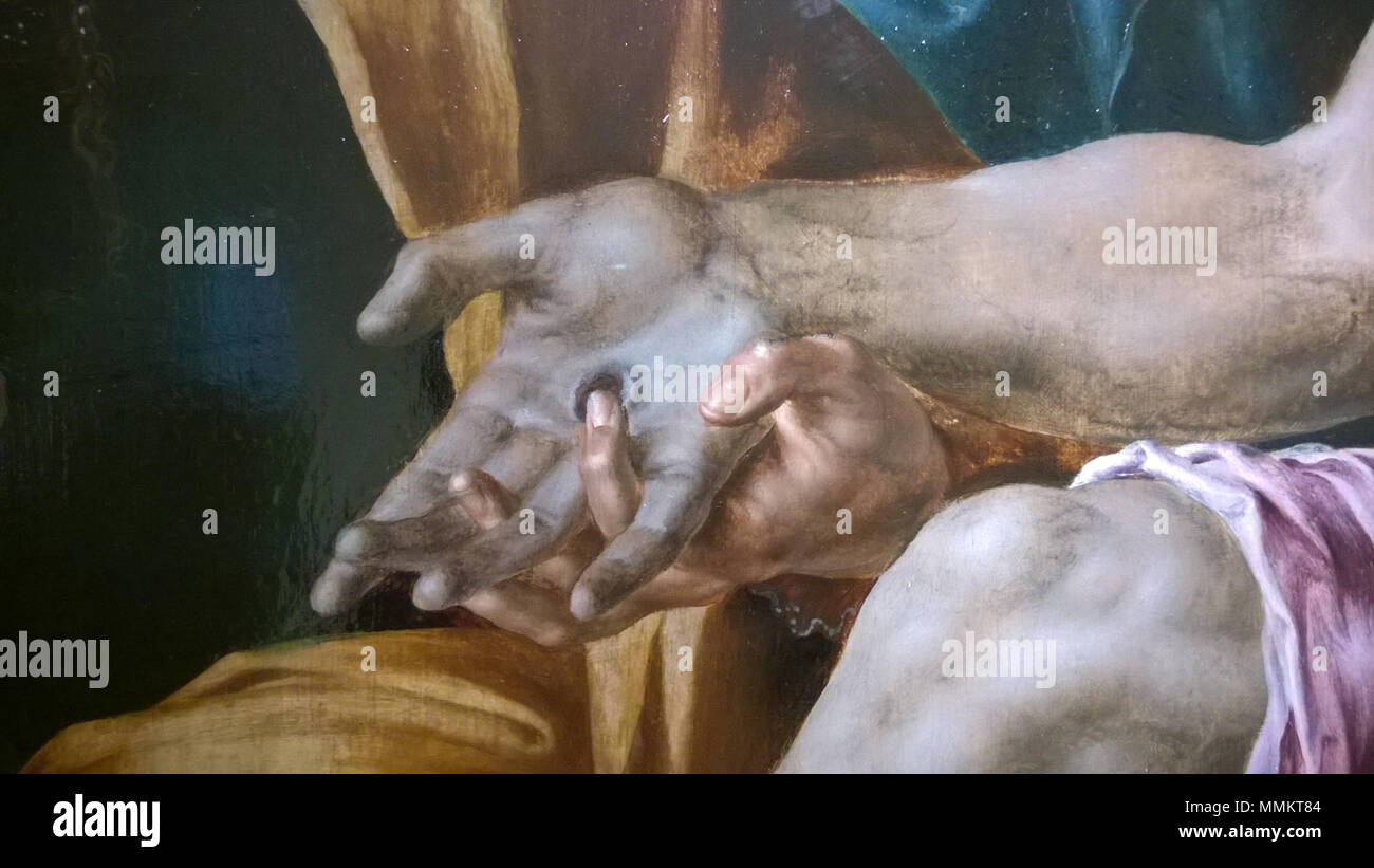 . Dieses Objekt ist in RKDimages, Datenbank der Niederländischen Institut für Kunstgeschichte indiziert, unter der Referenznummer 118433. Čeština | Deutsch | Français | македонски | Nederlands | + / - Englisch: Detail der Wehklage, nach der Restaurierung 2007. ca. 1540. 20161201 Heemskerck Wehklage WP060 Stockfoto