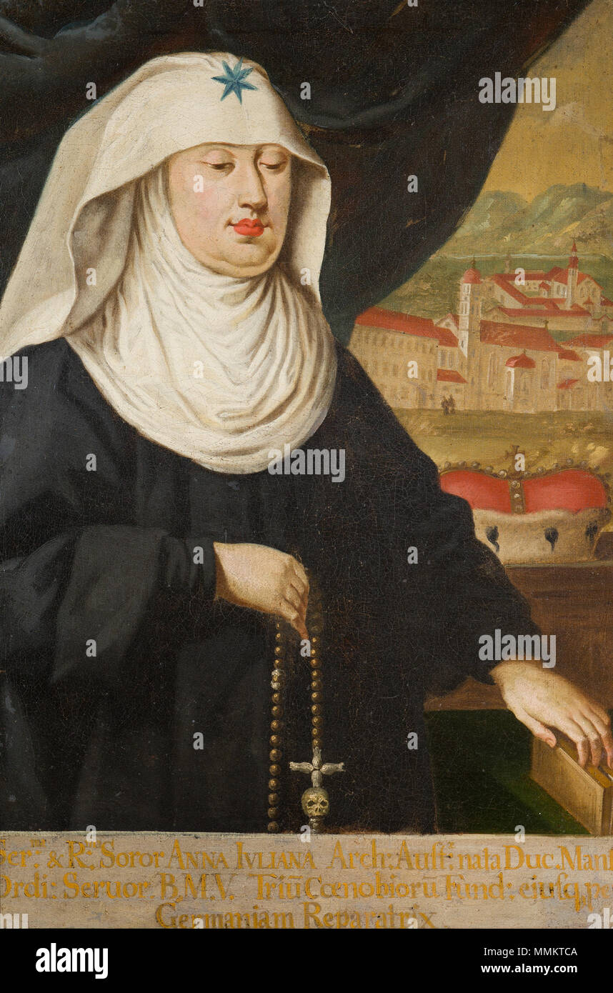 . English: Anna Caterina im Ordenskleid der Serviten. Im ersten Quartal des 17. Jahrhunderts. Anna Gatherine Gonzaga als Witwe Stockfoto