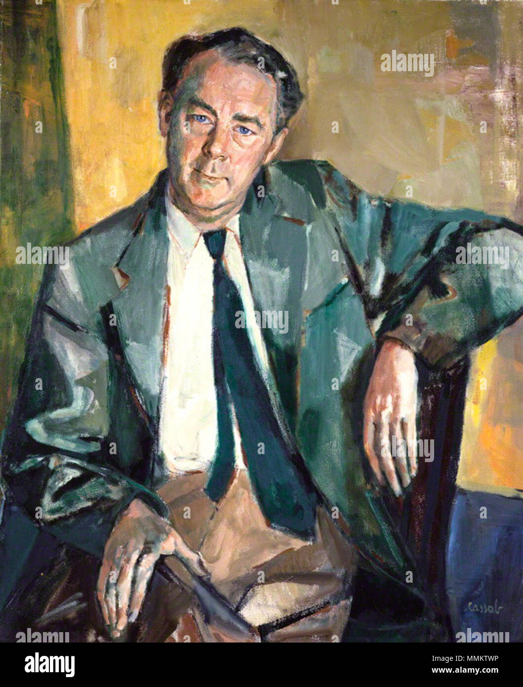 . Englisch: Portrait von Hugh Gaitskell, 1957 von Judy Cassab (Judy Kampfner (nÈe Kaszab)), Öl auf Leinwand, 1957 HughGaitskell 2 Stockfoto . Englisch: Portrait von Hugh Gaitskell, 1957 von Judy Cassab (Judy Kampfner (nÈe Kaszab)), Öl auf Leinwand, 1957 HughGaitskell 2 Stockfoto