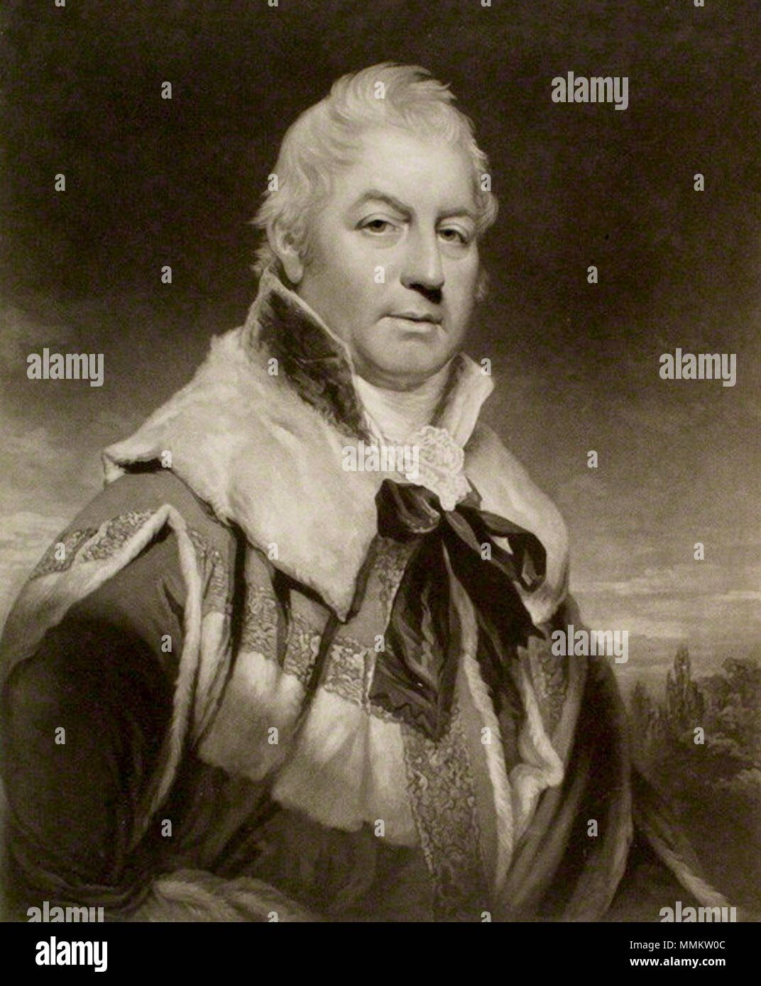 . Englisch: Johannes Rous, 1st Earl of Stradbroke (1750-1827) durch und durch Charles Turner veröffentlicht, nachdem Sir William Beechey, Mezzotint, veröffentlicht vom 1. Oktober 1811 1 stEarlOfStradbroke Stockfoto