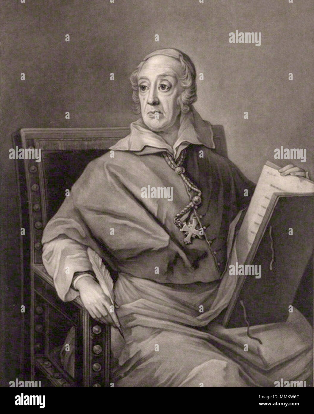 . Englisch: Bonaventura Giffard (1642-1734) von Thomas Burford, nachdem Hans Hysing, Mezzotint, Mitte des 18. Jahrhunderts BonaventureGiffard Stockfoto