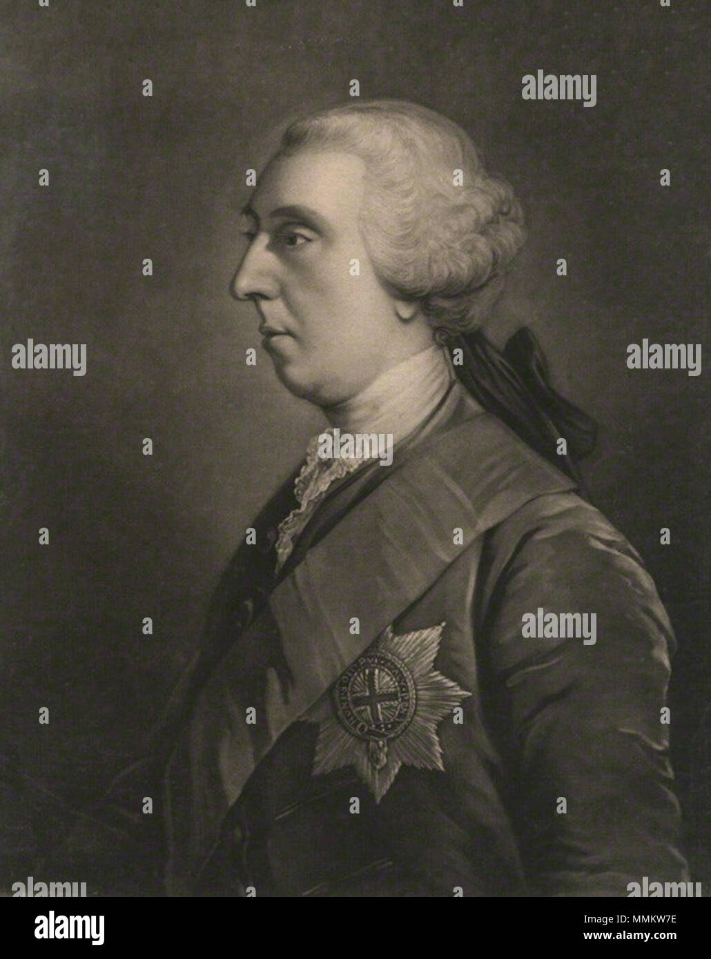 . Portrait von James Waldegrave, 2. Earl Waldegrave von James Macardell nach Sir Joshua Reynolds, Mezzotint, 1762 (1760-1761) James Earl Waldegrave Waldegrave, 2. Stockfoto