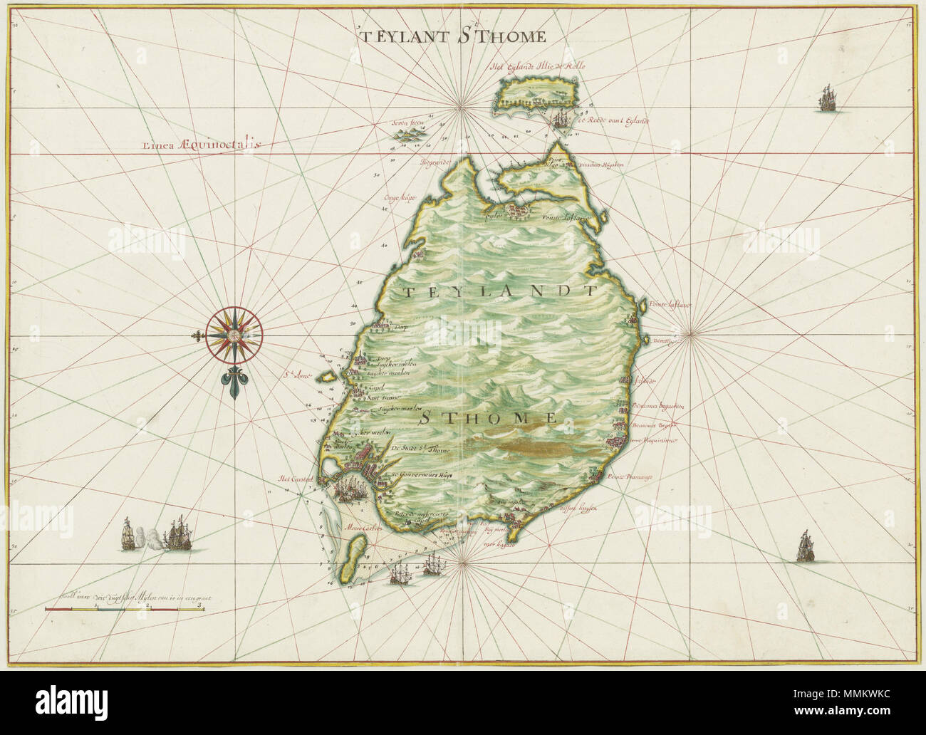 AMH-6800-NA Karte der Insel San Thomé Stockfoto