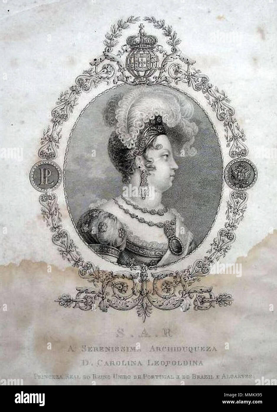 S.A.R. Eine Sereníssima Archiduquesa D. Carolina Leopoldina Princesa Real do Reino de Portugal e do Brasilien e Algarves Stockfoto