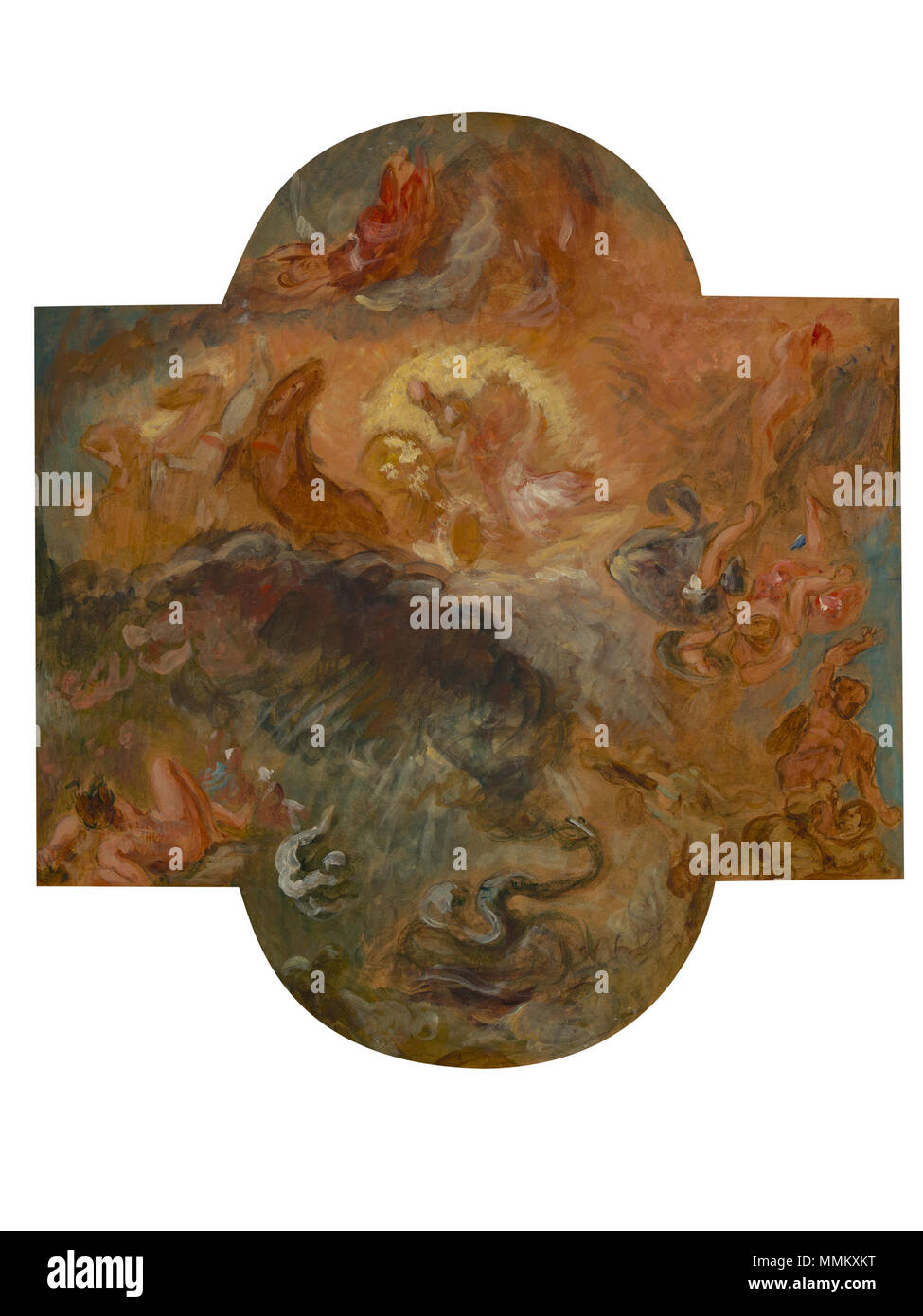 . Englisch: Gemälde von Eugène Delacroix, 1850 Nederlands: Schilderij van Eugène Delacroix, 1850 Englisch: Apollo tötet Python Nederlands: Apollo verslaat Python. 1850. Apollo verslaat Python-s 0526 S 2012 - Van Gogh Museum Stockfoto