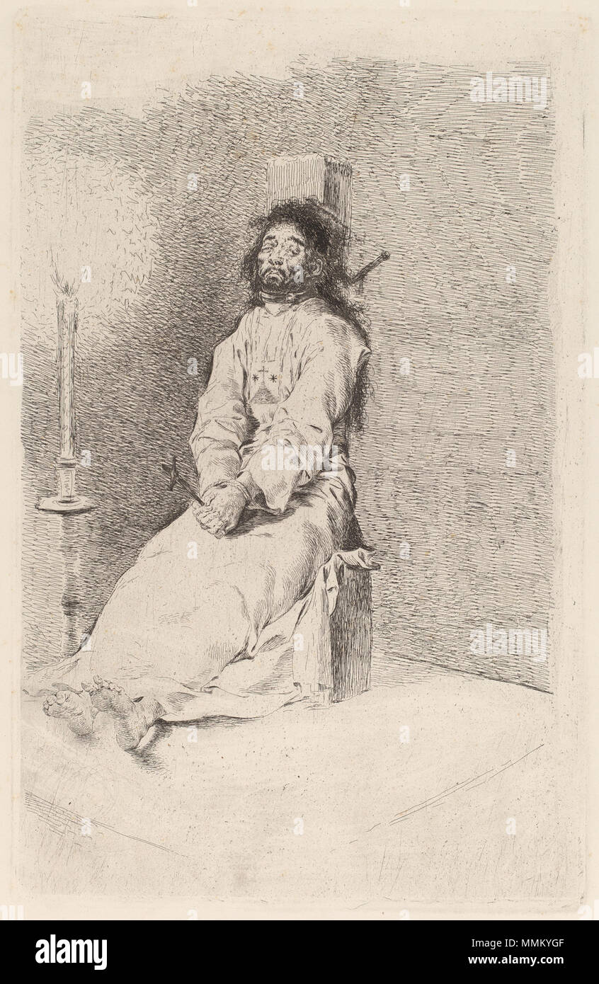 Francisco de Goya, der Garotted Mann, Spanisch, 1746 - 1828, in oder vor 1780, Radierung und (burin?) auf glatten webte Papier [zweite Ausgabe Eindruck gedruckt um 1830], Rosenwald Collection Goya - Die Garotted Mann Stockfoto