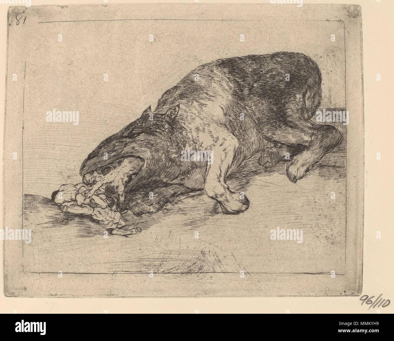 Francisco de Goya, Fiero Monstruo! (Heftige Monster!), Spanisch, 1746 - 1828, 1810/1820, Ätzung, kaltnadel und Burin auf Arches Bütten [trial Proof gedruckt posthum in der calcografia in 1957-58], Rosenwald Collection Goya - Fiero Monstruo! (Heftige Monster!) 2. Stockfoto