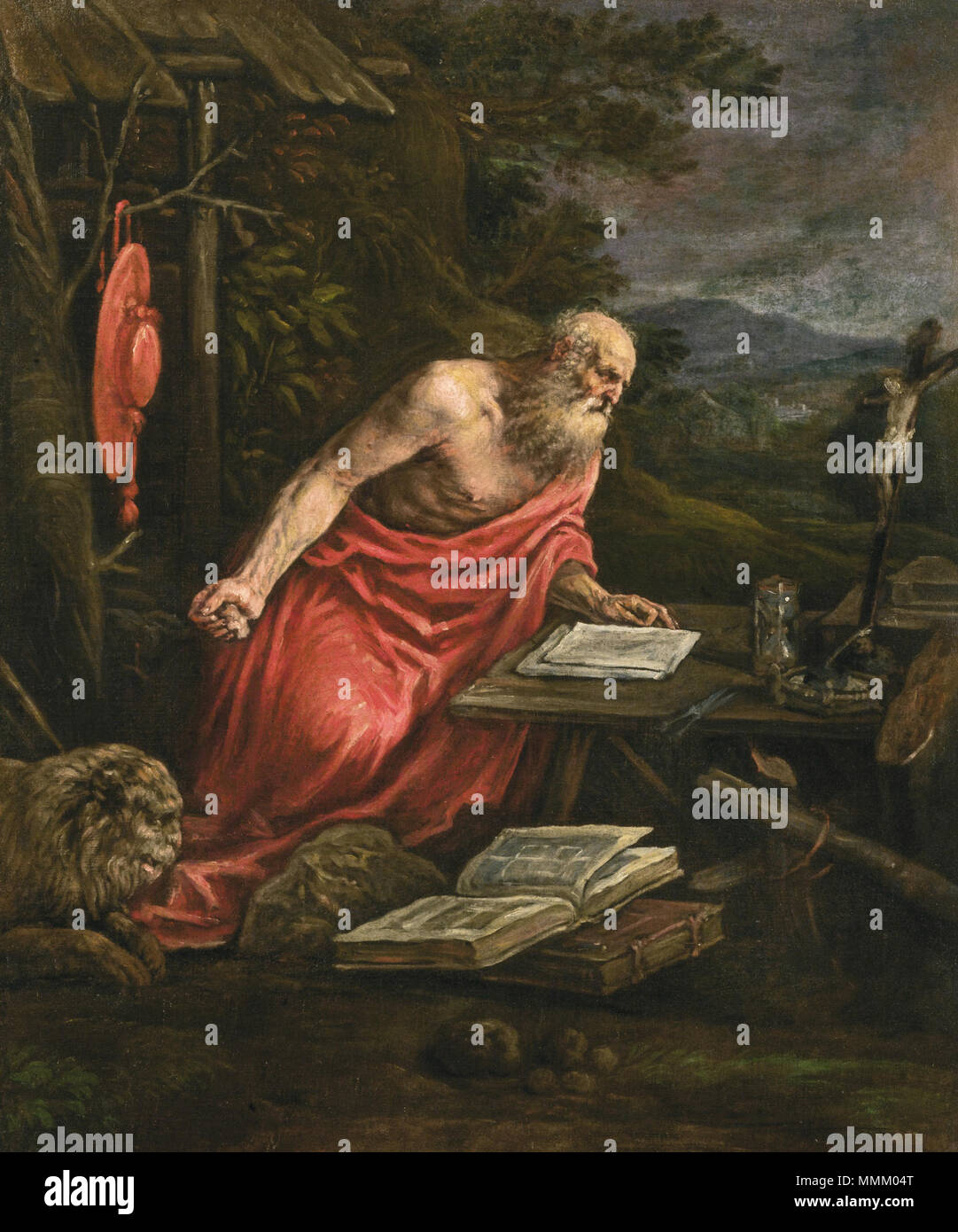 . Englisch: Hieronymus, Öl auf Leinwand, ungefüttert, 68,1 von 56,3 cm. . 29 Oktober 2012, 10:13:15. FRANCESCO DA PONTE, genannt Francesco Bassano die jüngeren HIERONYMUS Stockfoto