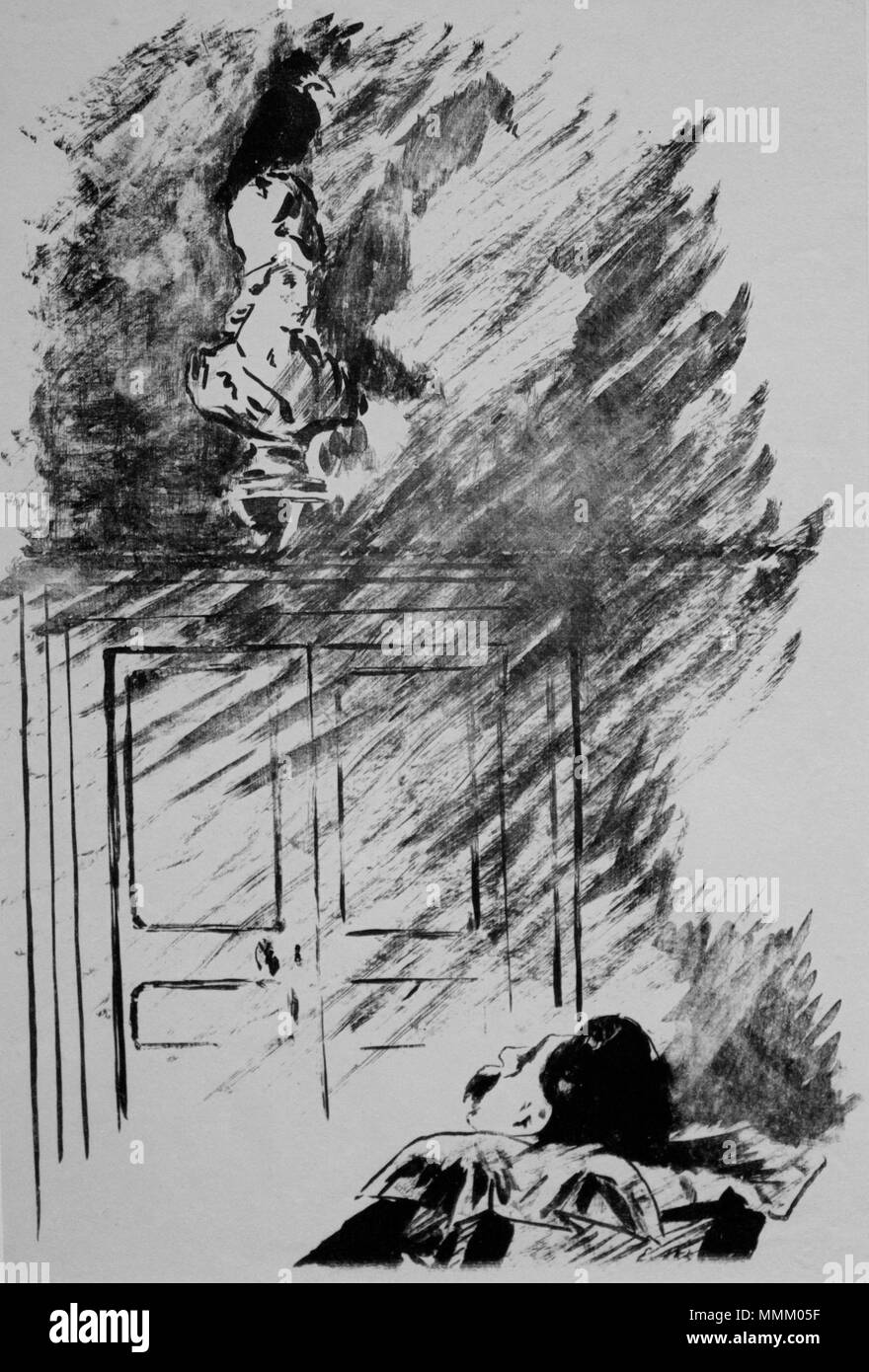 Englisch: Der Rabe (4/5) Deutsch: Der Rabe (4/5) Français: Le Corbeau (4/5). 1875. 1875 Manet "Der Rabe 4 anagoria Stockfoto