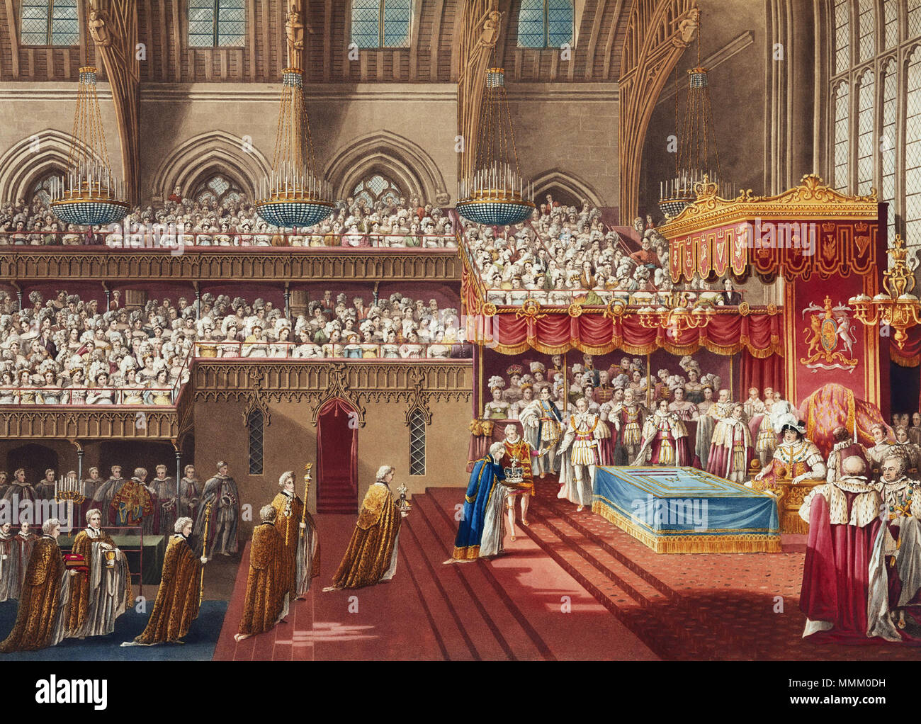 . Englisch: Krönung und Veranstaltungsräume von König Georg IV. von Großbritannien. 19. Juli 1821. Sir George Nayler (1764-1831) Krönung und Veranstaltungsräume von König Georg IV. von Großbritannien Stockfoto