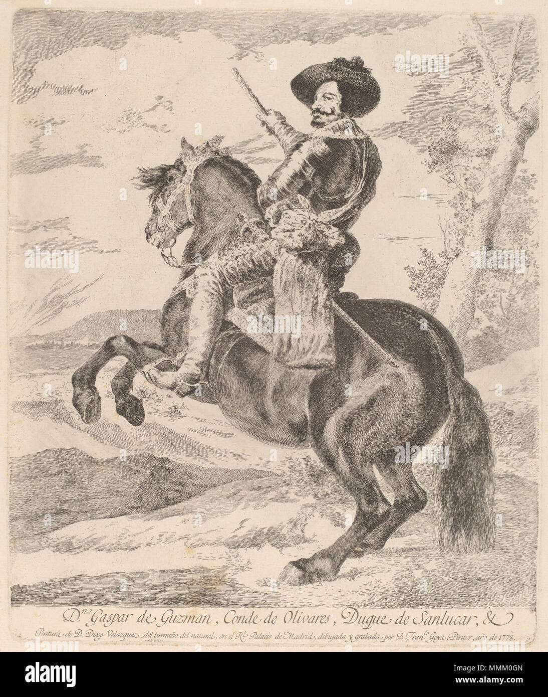 Francisco de Goya nach Diego Velázquez, Gaspar de Guzman, Conde Duque de Olivares, Spanisch, 1746 - 1828, 1778, Radierung auf schwerem Bütten [First edition Eindruck im Calcografia in 1778-79] gedruckt, Rosenwald Collection Goya - Gaspar de Guzman, Conde Duque de Olivares Stockfoto