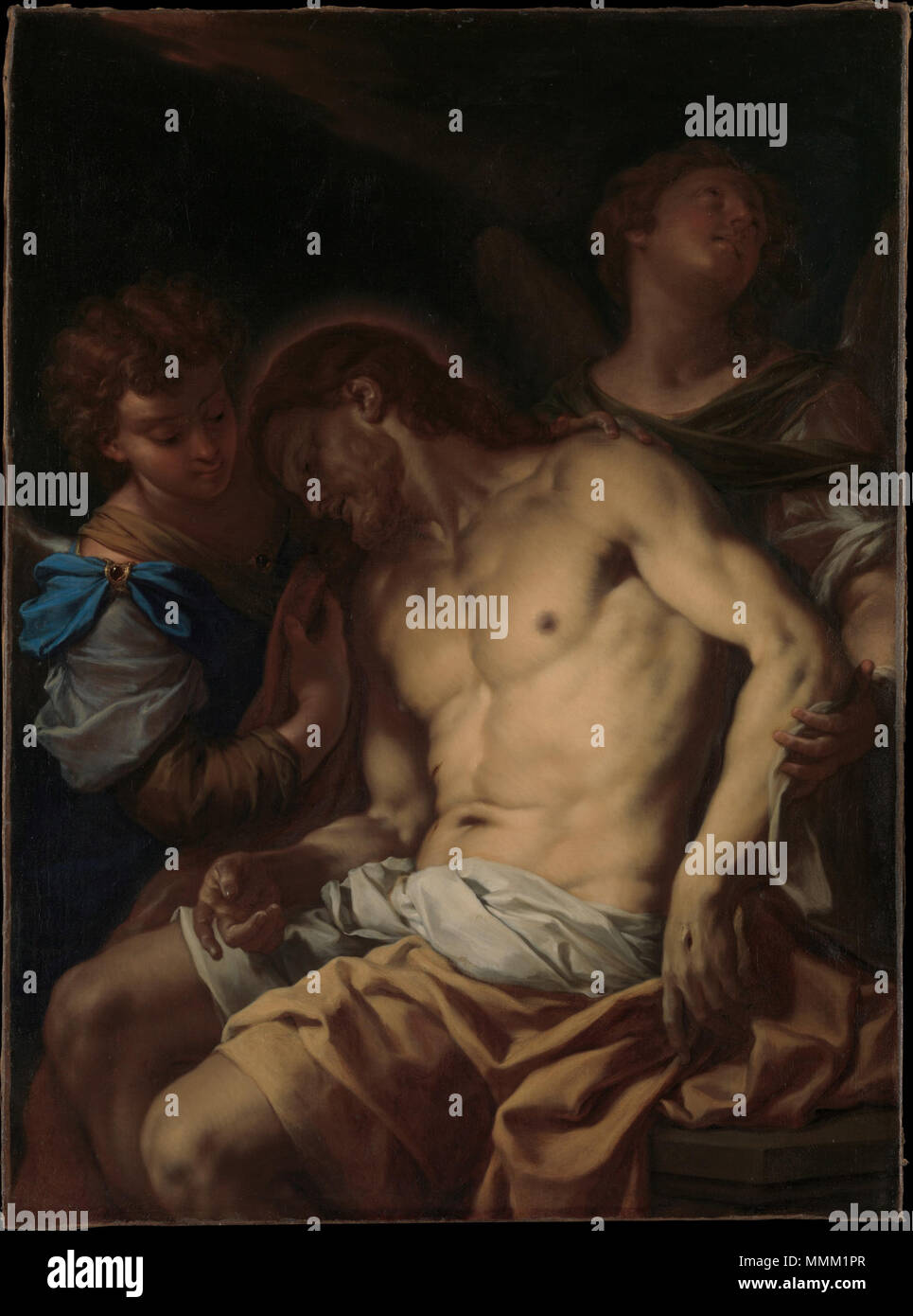 Toten Christus, unterstützt durch Engel. ca. 1710. Francesco Trevisani-toten Christus unterstützt durch Engel Stockfoto