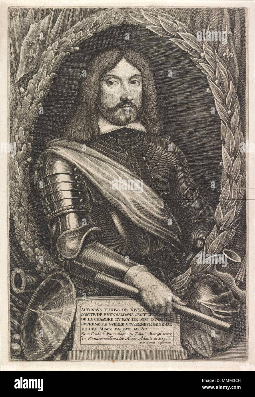 Opnamedatum: 2013-06-20 graviert Porträt des Grafen von Fuensaldaña von Lucas Grimm (I) Stockfoto