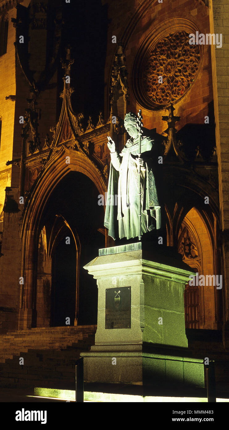 Statue von Papst Urban V. Mende Kathedrale. Frankreich Stockfoto