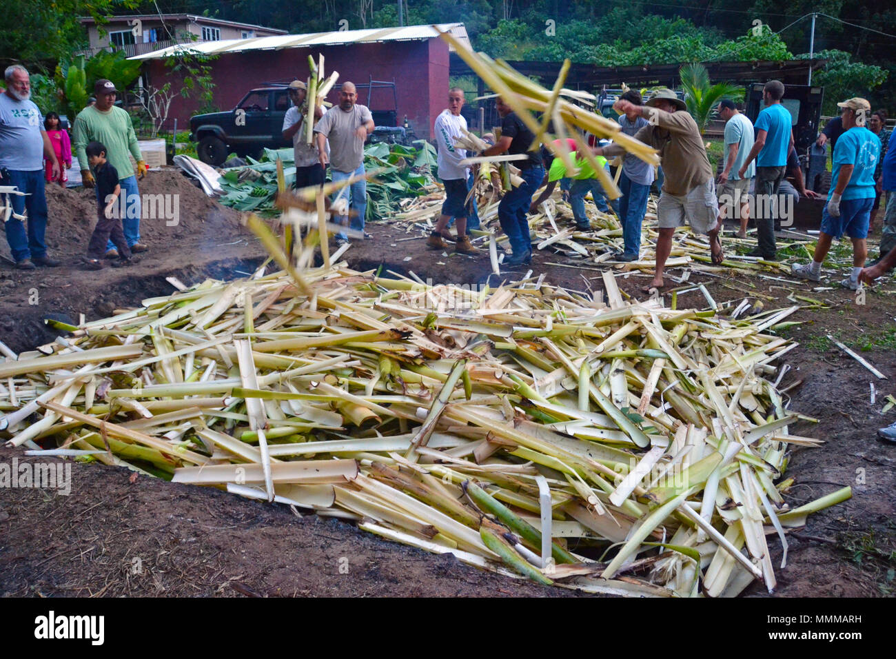 Traditionelle u-hawaiianischen Ofen oder Imu, Kailua, Oahu, Hawaii, USA Stockfoto