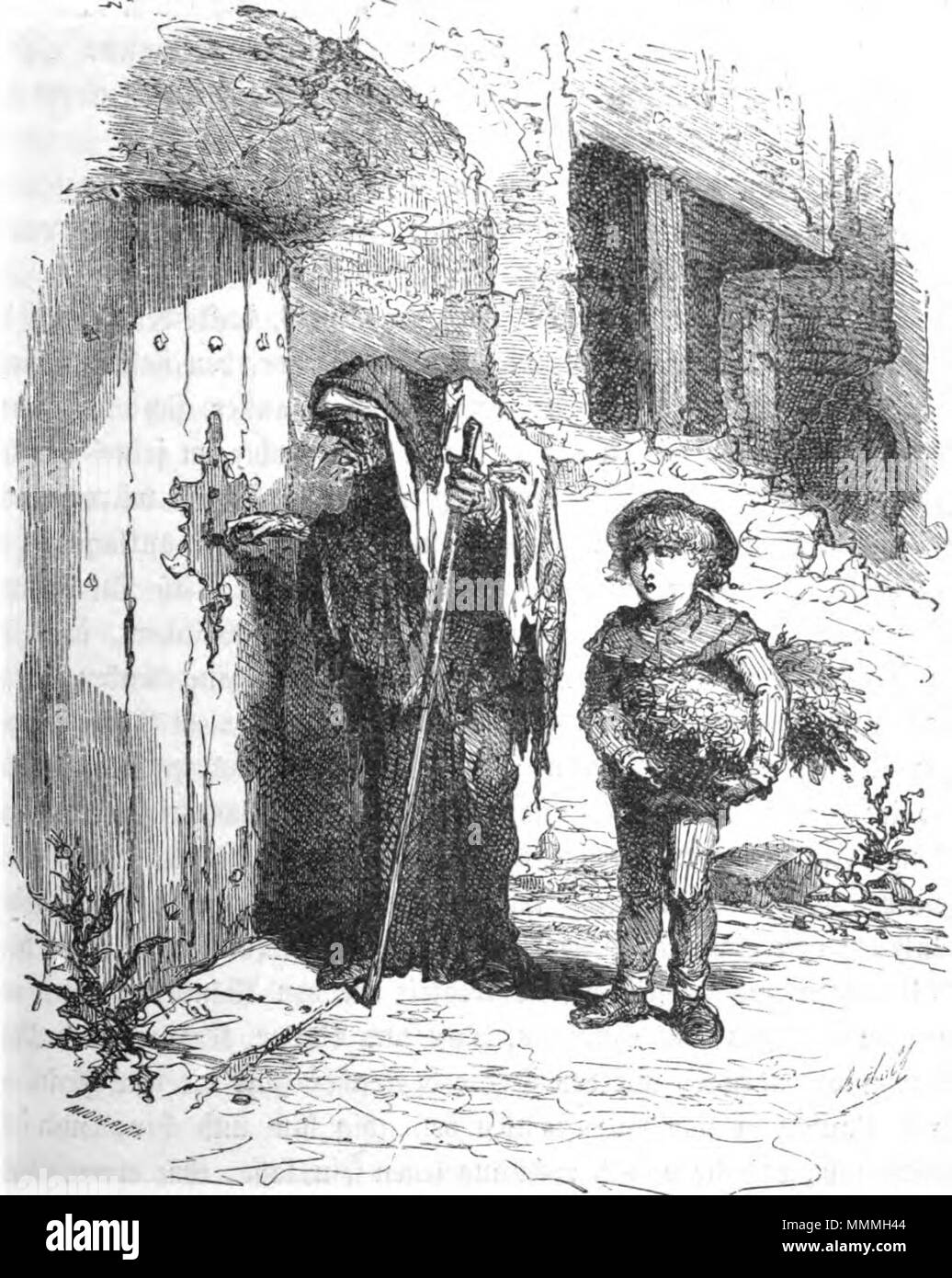 . English: Szene aus Hauffs Märchen Zwerg Nase: Jakob trägt die Einkäufe der Fee Kräuterweis. 19. Bertall (1820 - 1882) Alternative Namen legal Name: Charles Albert d'Arnoux (Charles Konstante Albert Nicolas d'Arnoux de Limoges Saint-Saens) Beschreibung französischen Illustrator, Zeichner und Graveur Geburtsdatum / Tod 18 Dezember 1820 24 März 1882 Ort der Geburt / Todes Paris Soyons Authority control: Q 528753 VIAF:?:? ISNI 68925464 0000 0001 2281 2550 ULAN:?? n 500001672 LCCN: 83001791 NLA:? 36574893 WorldCat Bertall - Jakob und die Gebühr Kraeuterweis Stockfoto