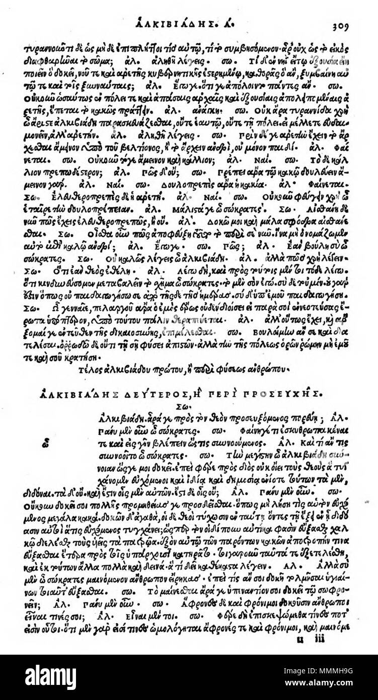 . Englisch: Alkibiades B Anfang. Editio princeps, Venedig 1513. English: Alkibiades B, Anfang. Editio princeps, Venedig 1513. . 1513. - Plato (427 - 347) Alternative Namen Platon; Bolatu; Platonas; Platone; Aplaton; Aristocles Beschreibung griechischer Philosoph und epigrammatist Datum der Geburt / Tod 427 v. Chr. 347 v. Chr. Lage von Geburt / Tod Classical Athens Classical Athens Authority control: Q 859 VIAF:?: 108159964 ISNI? 0000 0001 2096 469X ULAN:?? n 500248317 LCCN: 79139459 NLA:? 35425332 WorldCat Alkibiades B Anfang. Editio princeps Stockfoto